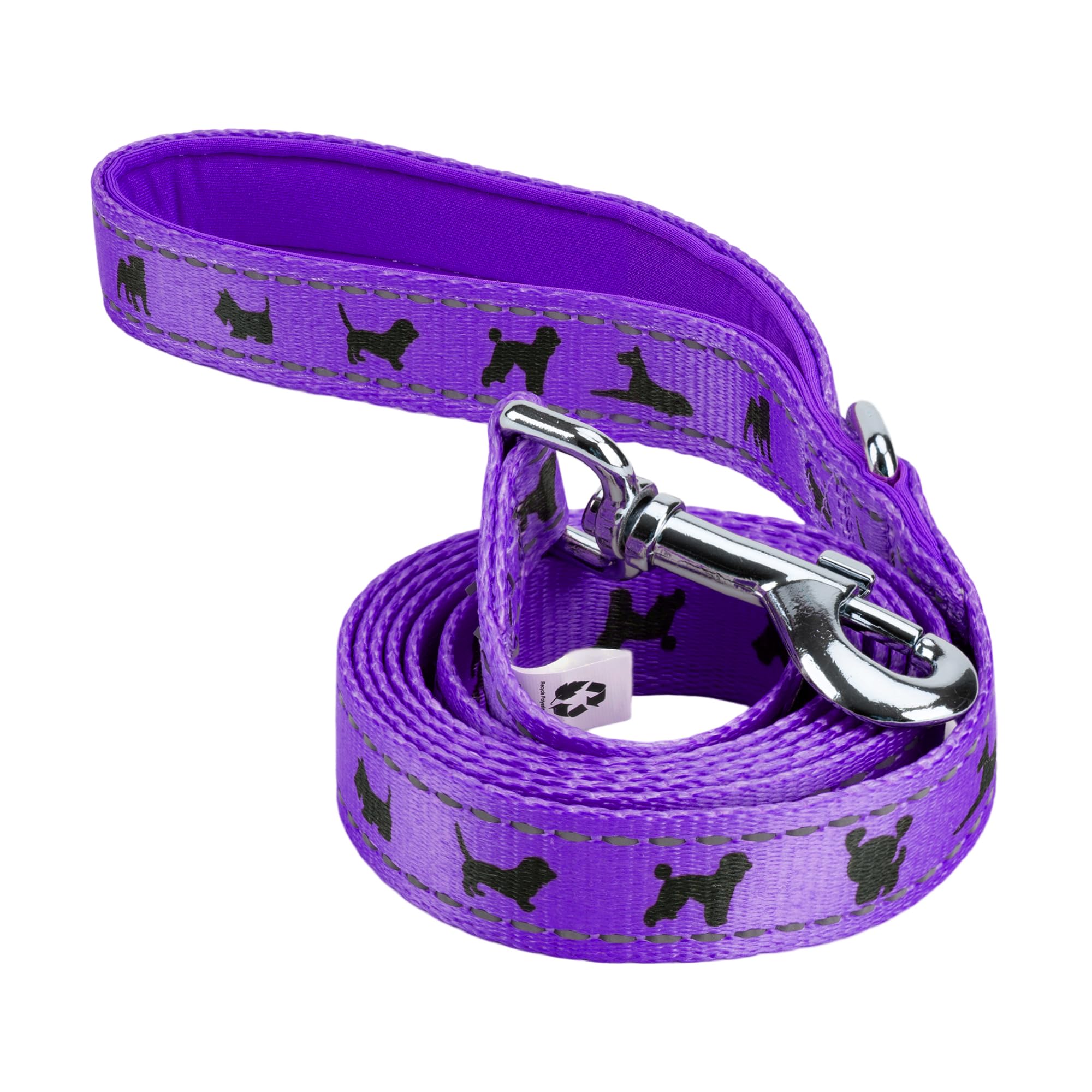 Ecobark Dog Leash - 4 Ft / 5 Ft / 6 Ft Reflective Dog Leash- Eco-Bright Dog Leashes With Padded Handle - Strong Heavy Duty Dog Leash - Nylon Dog Leash For Small And Medium Dogs (Purple Dog Leash)