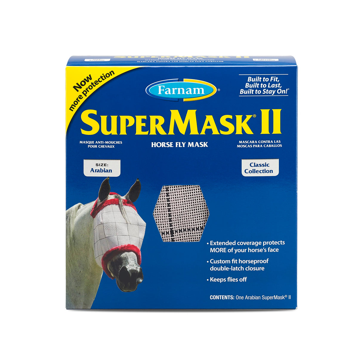 Farnam Supermask Ii Fly Mask Without Ears For Smaller Horses Or Arabian Horses,Full Face Coverage & Eye Protection From Insect P
