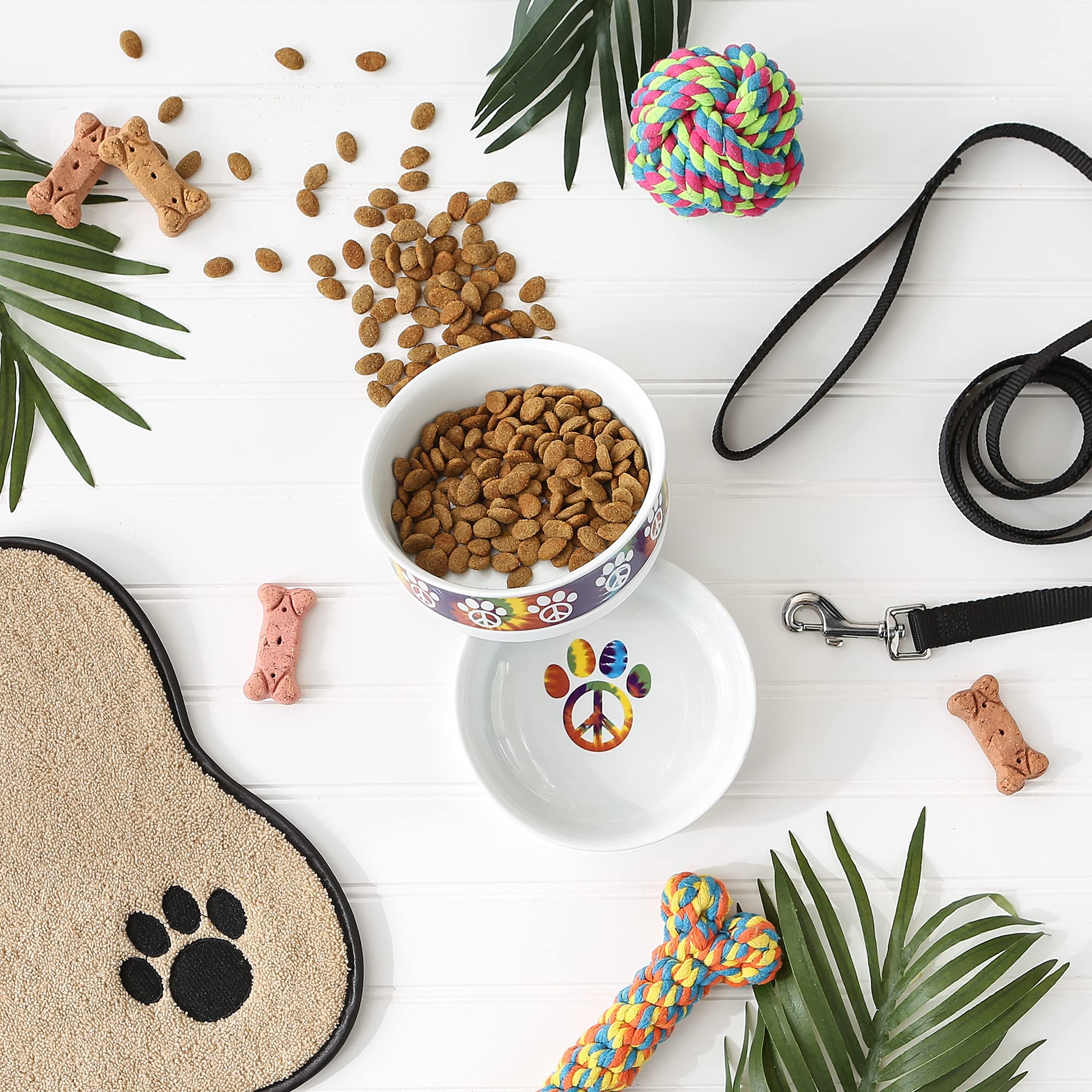 DII Pet Bowl Peace Paw, Medium 6Dx2H (Set of 2)