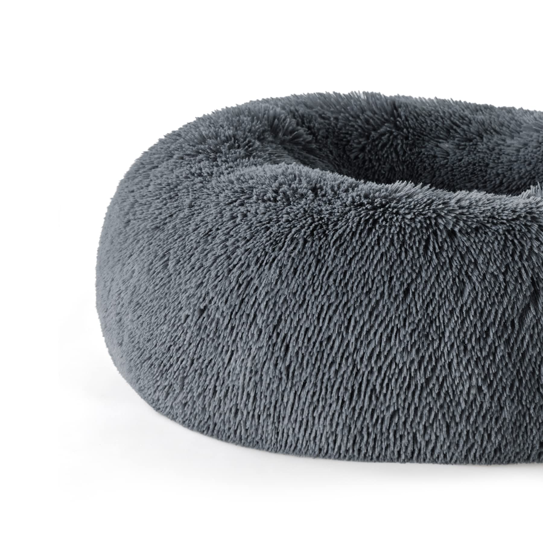 Bedsure Calming Cat Bed - Washable 20" Plush Faux Fur for Indoor Cats, Fits up to 15 lbs, Dark Grey