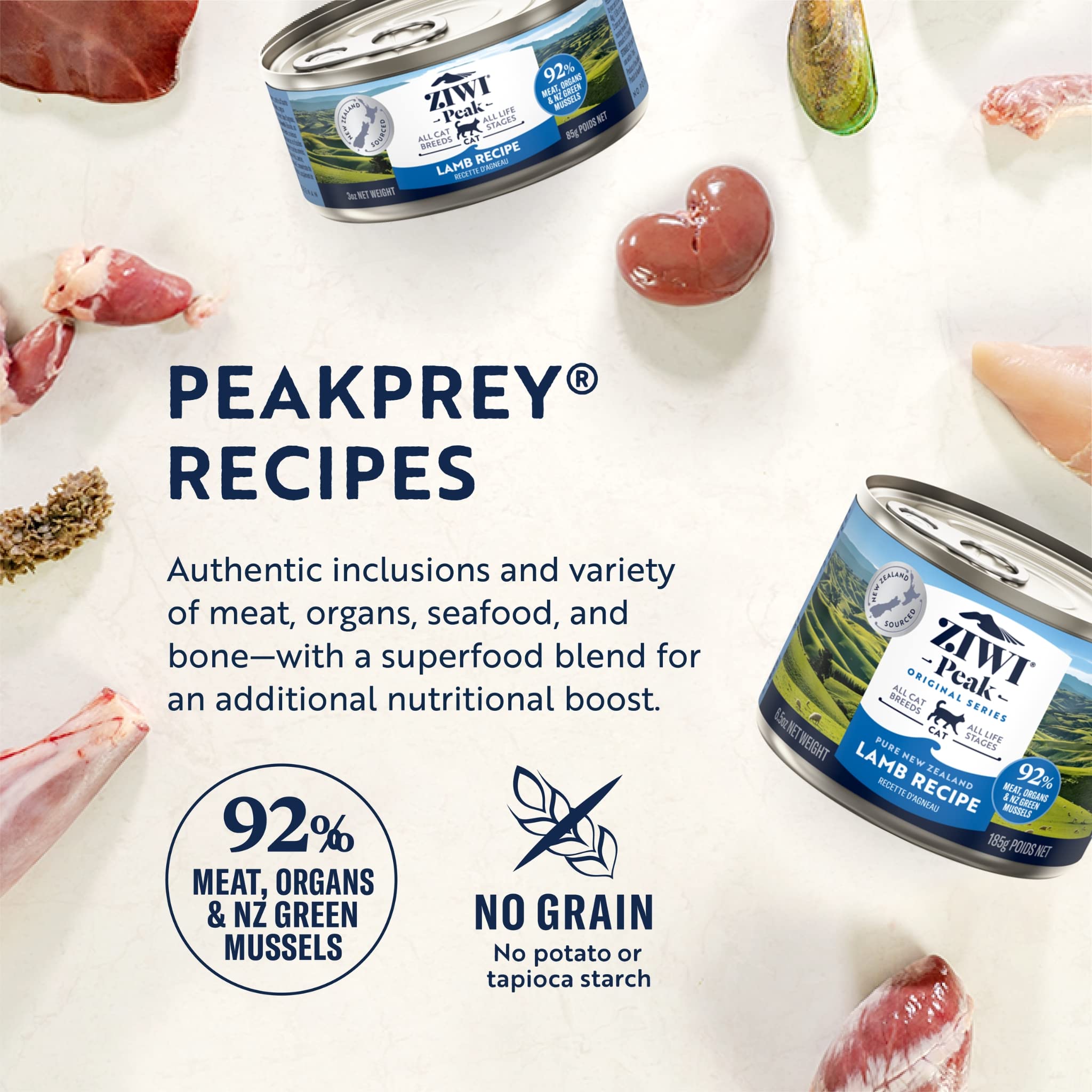 ZIWI Peak Canned Wet Cat Food - All Natural, High Protein, Grain Free, Limited Ingredient, with Superfoods (Lamb, Case of 24, 3o