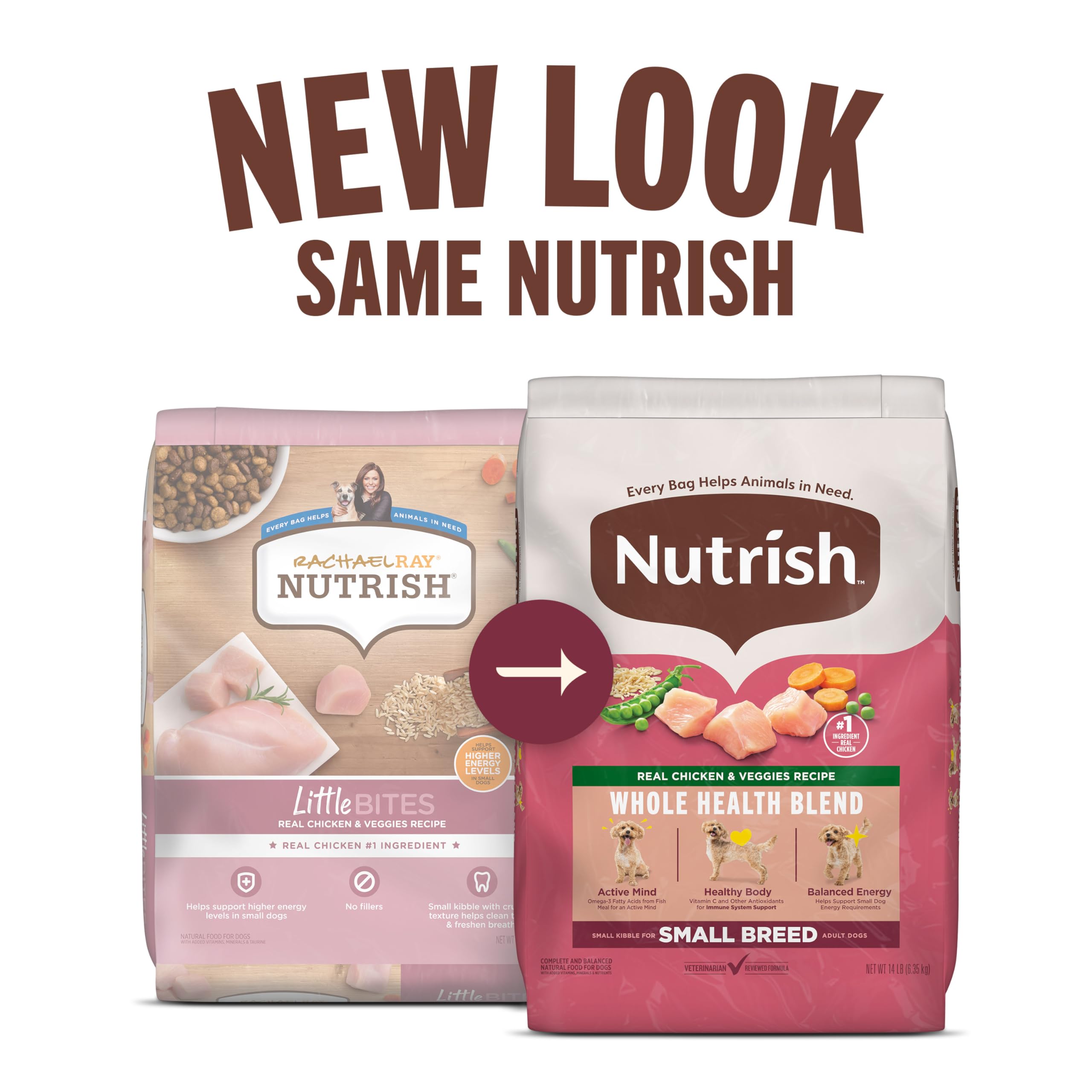 Rachael Ray Nutrish Little Bites Dry Dog Food, Chicken & Veggies Recipe for Small Breeds, 14 Pounds