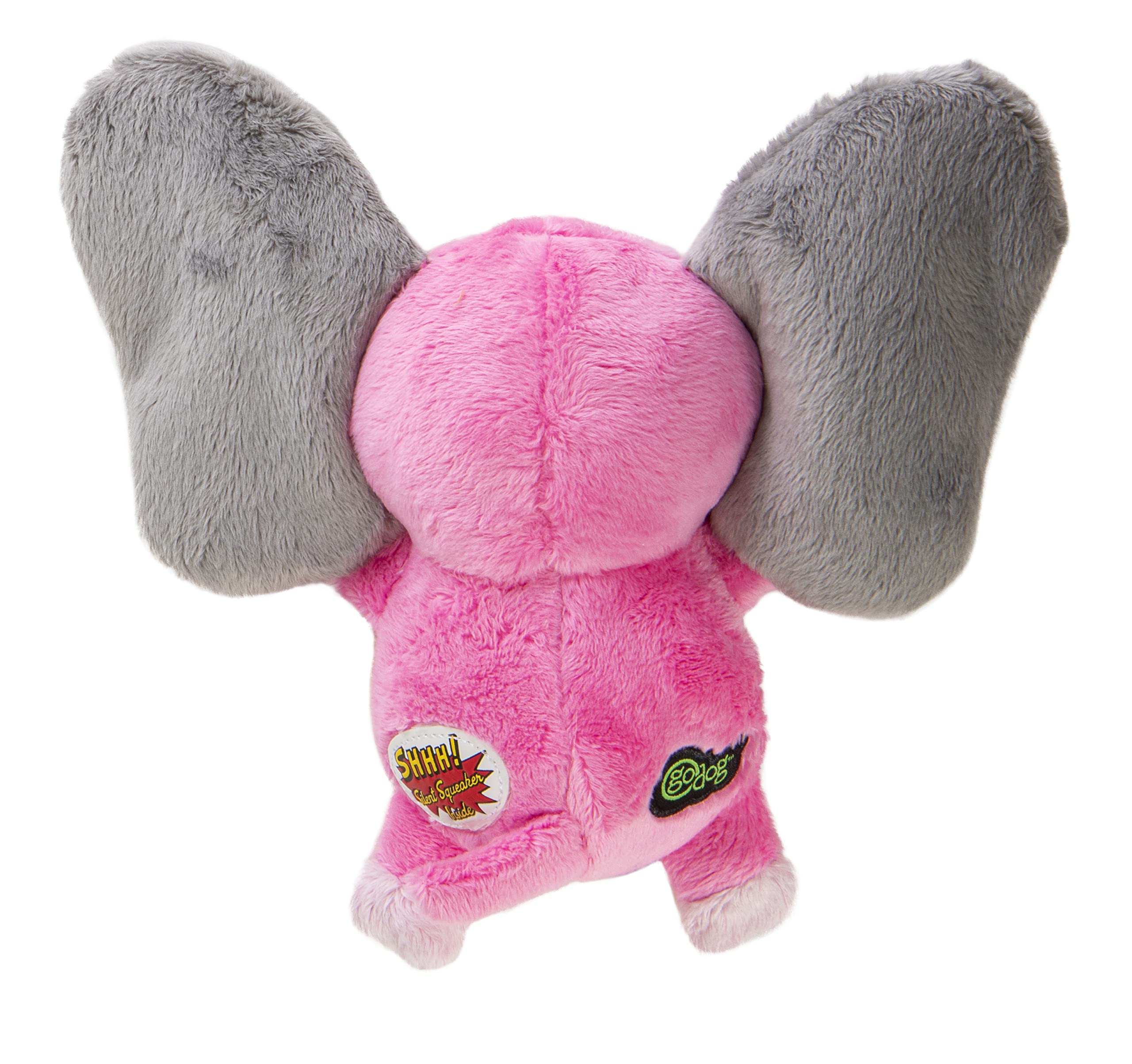 goDog Flips Pig-Elephant Plush Dog Toy - Silent Squeak, Chew Guard Technology, Small, Pink, Model 58535