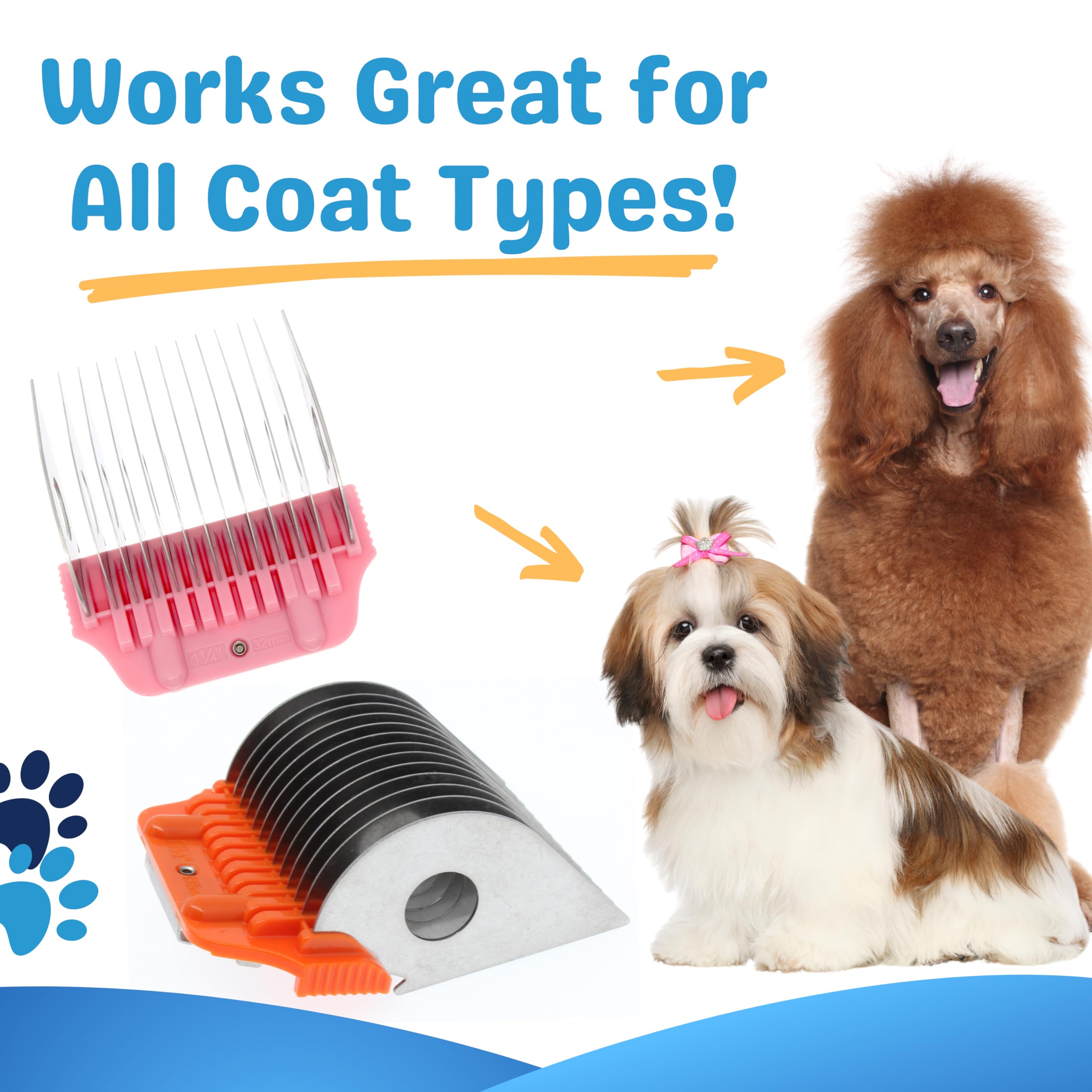 Bucchelli Wide Clipper Guard Attachment Set - 3Pcs (30w, 32mm, 38mm) - Stainless Steel for A5 Series Dog Grooming Clippers