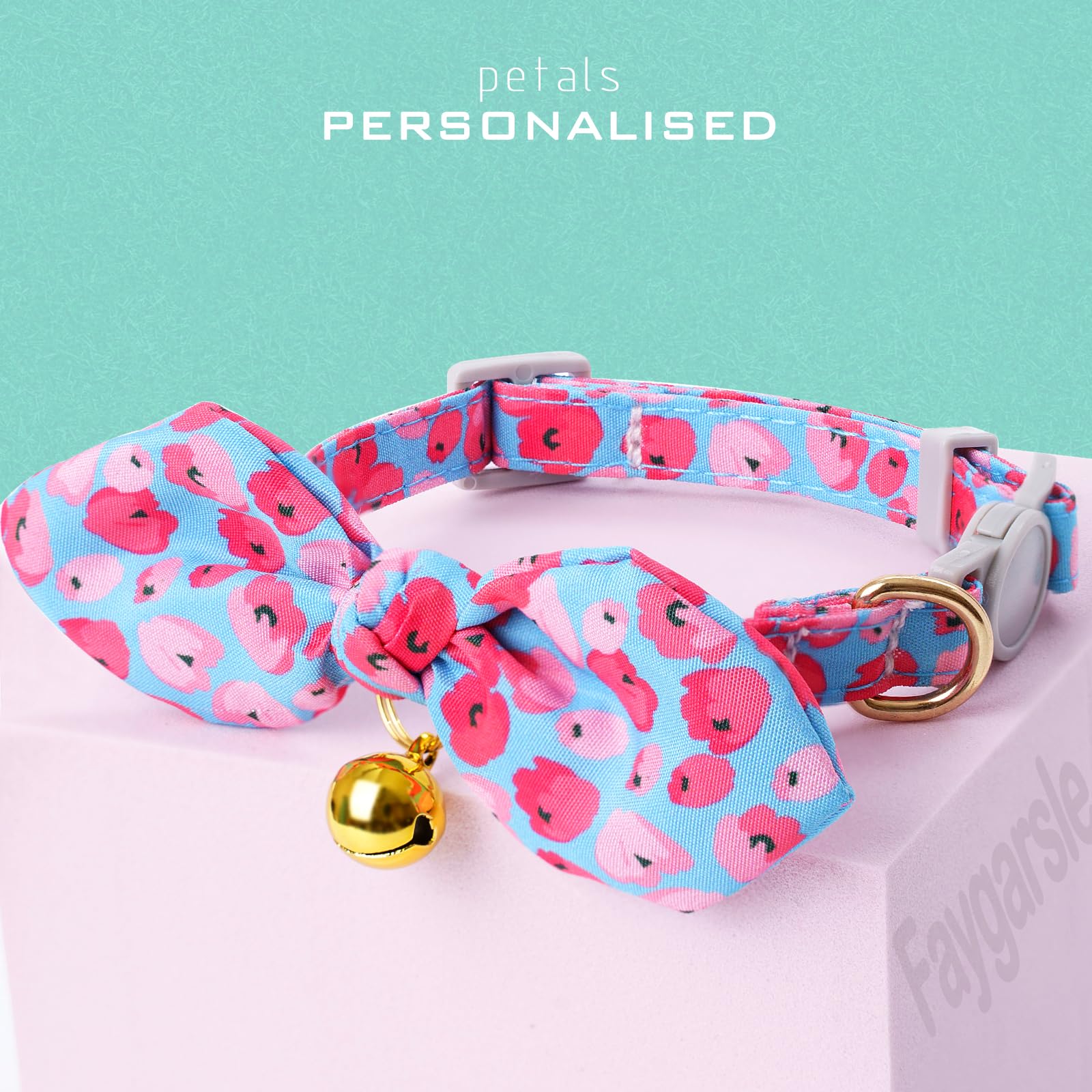 Faygarsle 2 Pack Breakaway Cute Cat Collars With Bow Ties Floral Pattern For Female And Girl Cats