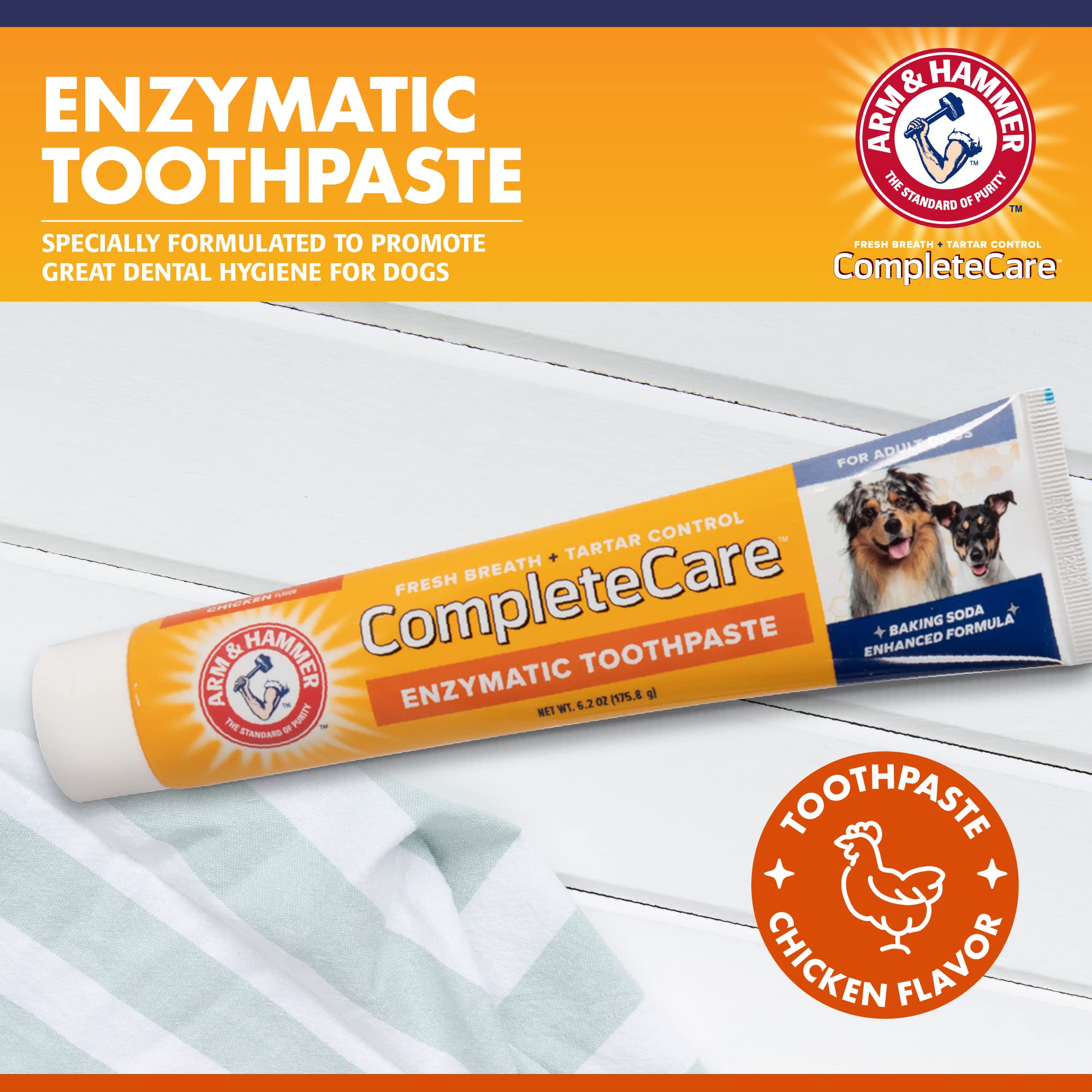 Arm & Hammer Complete Care Enzymatic Dog Toothpaste, 6.2 oz - Dog Toothpaste for Puppies and Adult Dogs, Toothpaste for Dogs - P