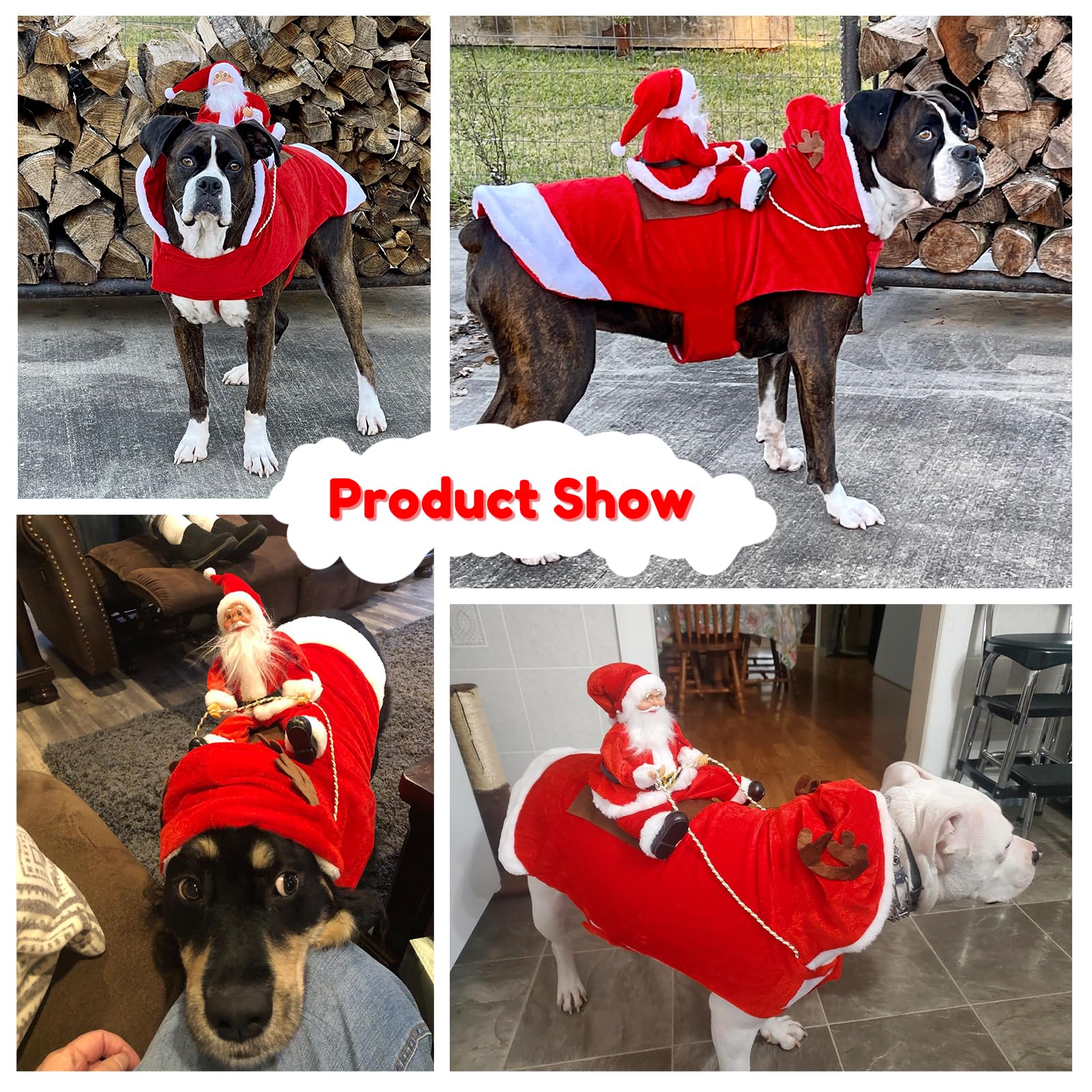 Bwogue Santa Dog Costume Christmas Costume For Dogs, Adjustable Size, Breathable Material, Great Gift For Small Medium Large Dog