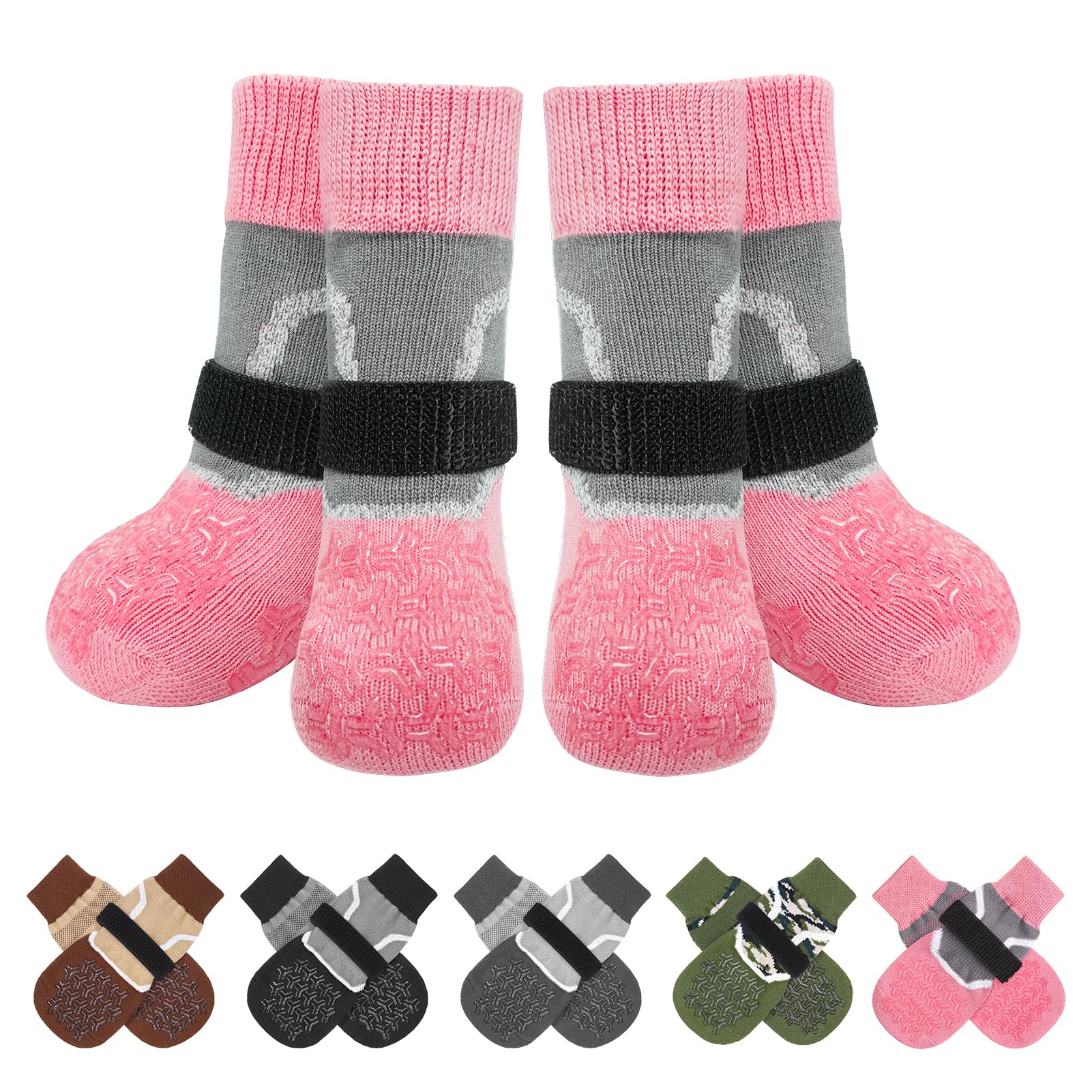 Beautyzoo Dog Socks To Prevent Licking Paws For Hardwood Floors Anti Slip, Dog Shoes Booties For Hot/Cold Pavement,Grippy Boots 