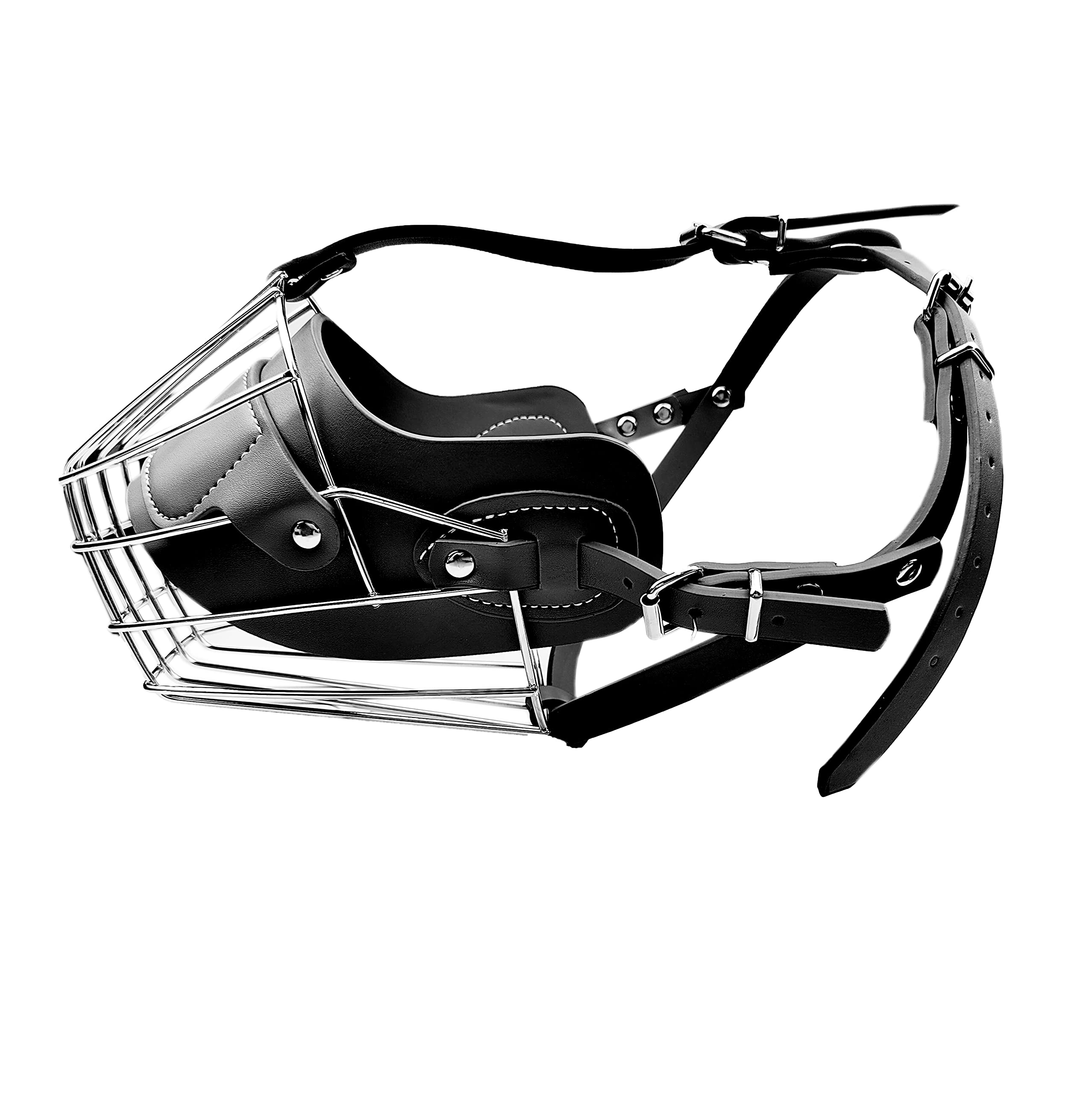 Ailistar Metal Pet Muzzle For Dog Muzzles Wire Basket Muzzles For Dogs Metal Dog Muzzles For Biting Barking Chewing Black Large