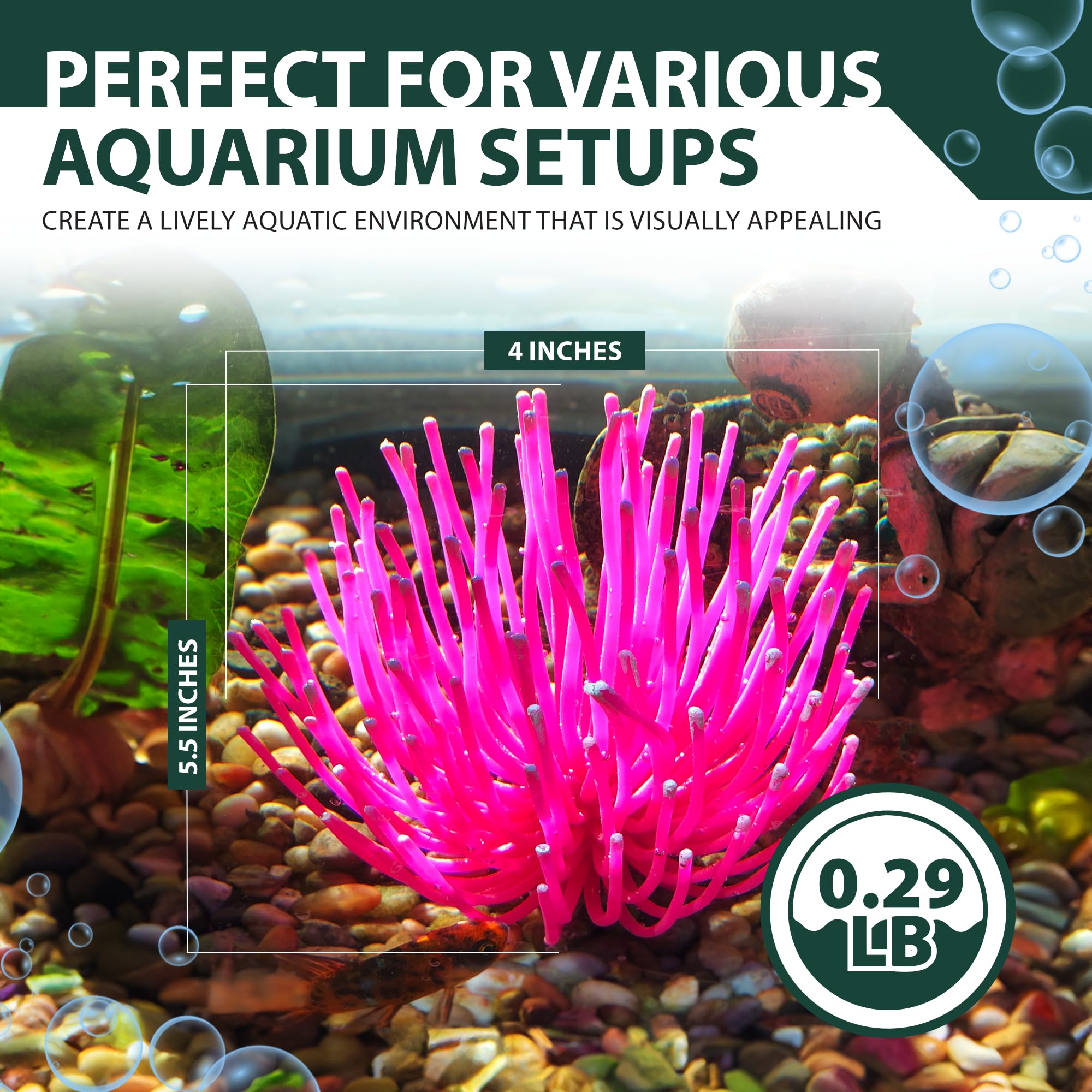 Sporn Sea Anemone Fish Tank Decor Pink, Aquasape Your Fish Tank Decorations With Vibrant Aquarium Decorations, 100% Safe Material, Made In Usa