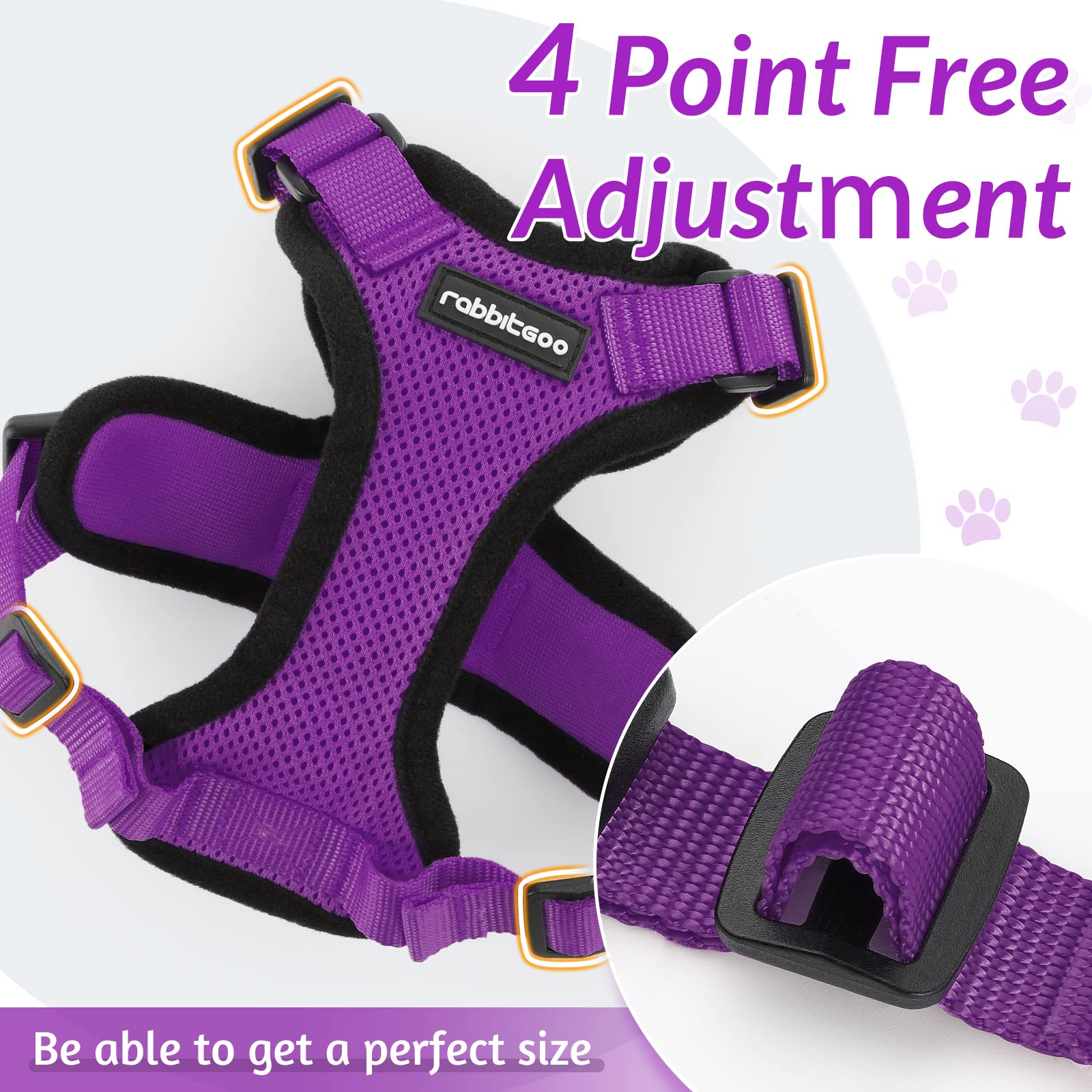 Rabbitgoo Cat Harness And Leash For Walking, Escape Proof Soft Adjustable Vest Harnesses For Cats, Easy Control Breathable Reflective Strips Jacket, Purple, Xs