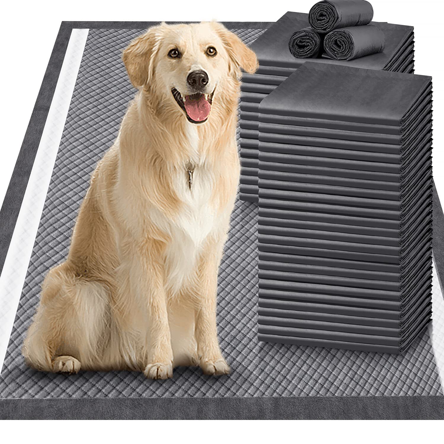 Gimars Upgrade Odor-Control Extra Large 28x34 Charcoal Pee Pads for Dogs Thicken 7 Layers Ultra Absorbent Dog Pee Pads - Leak-Pr