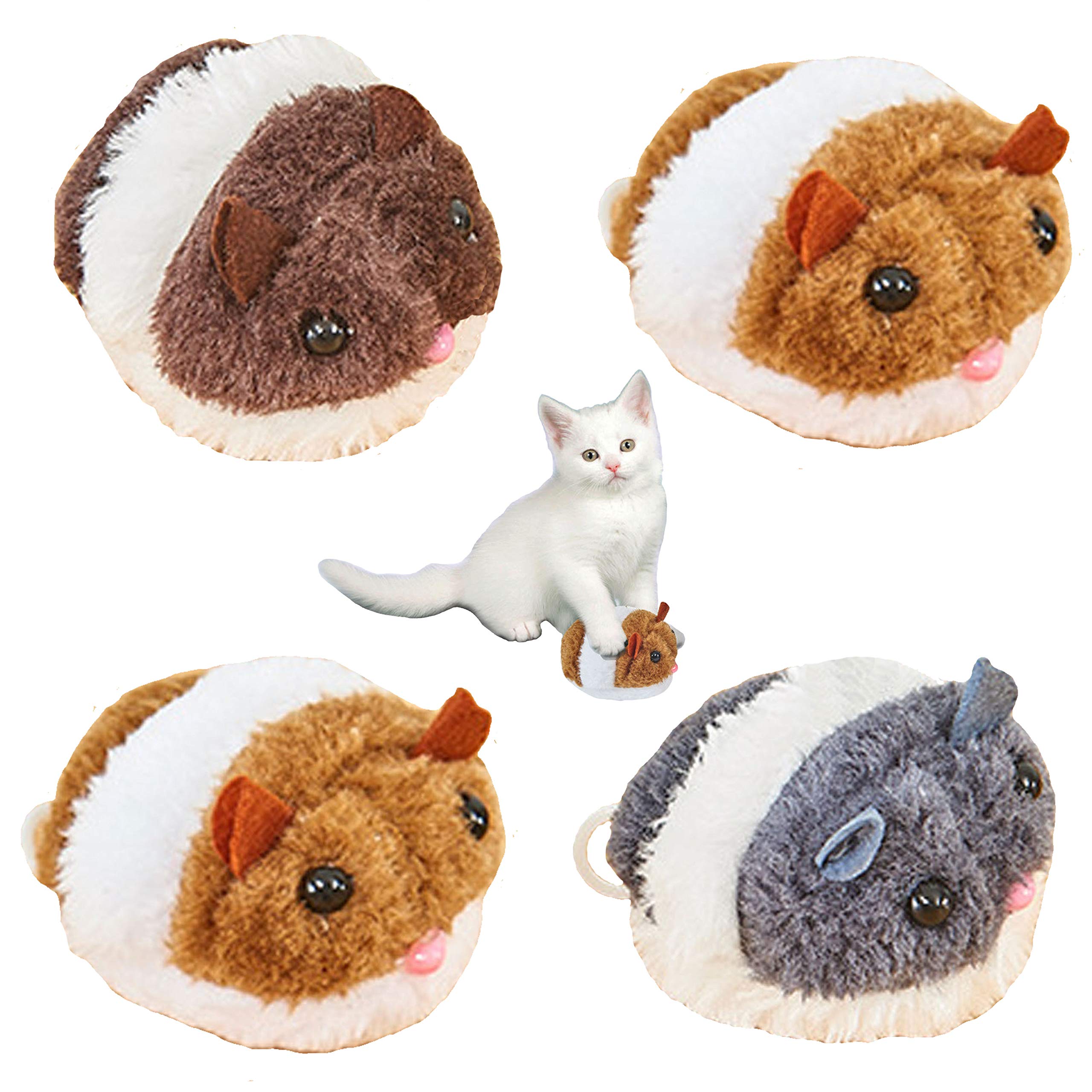 Carykon 4Pcs Vibrating Drawstring Mouse Cat Catching Mouse Toy Funny Cat Mouse Plush Cat Toy Jumping Mouse