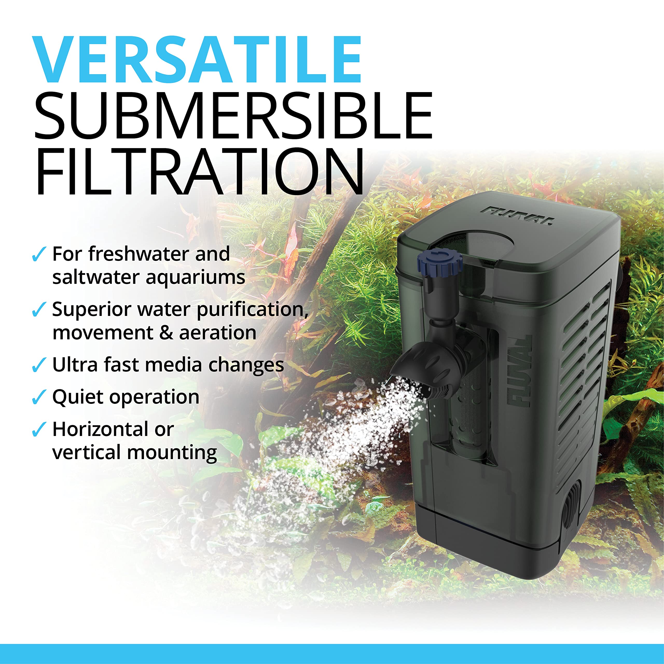 Fluval U1 Underwater Filter - Designed For Freshwater And Saltwater Aquariums, Also Ideal For Terrariums And Turtle Tanks
