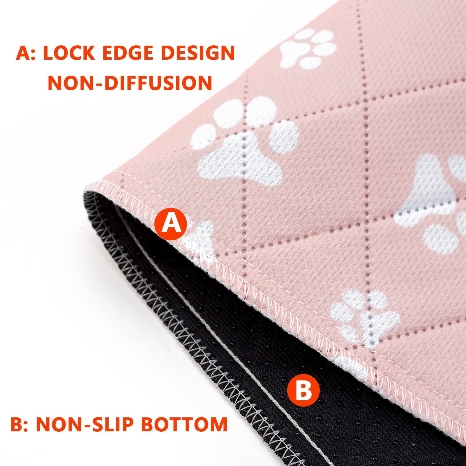 Washable Pee Pad For Dogs Of 2Pack Reusable Puppy Non-Slip Pet Training Pads(Pink,36*41'')