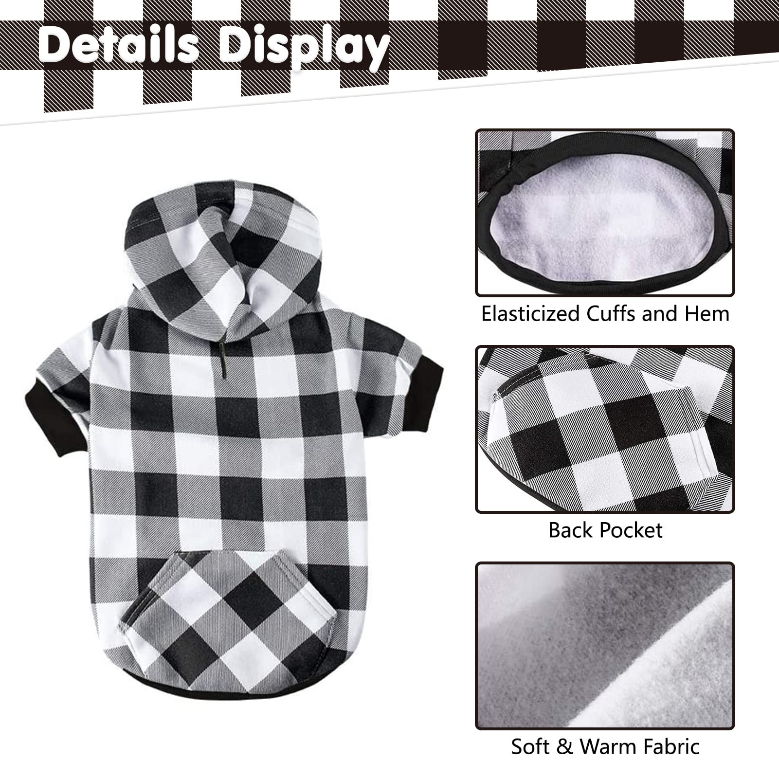 Plaid Dog Hoodie Pet Clothes Sweaters With Hat