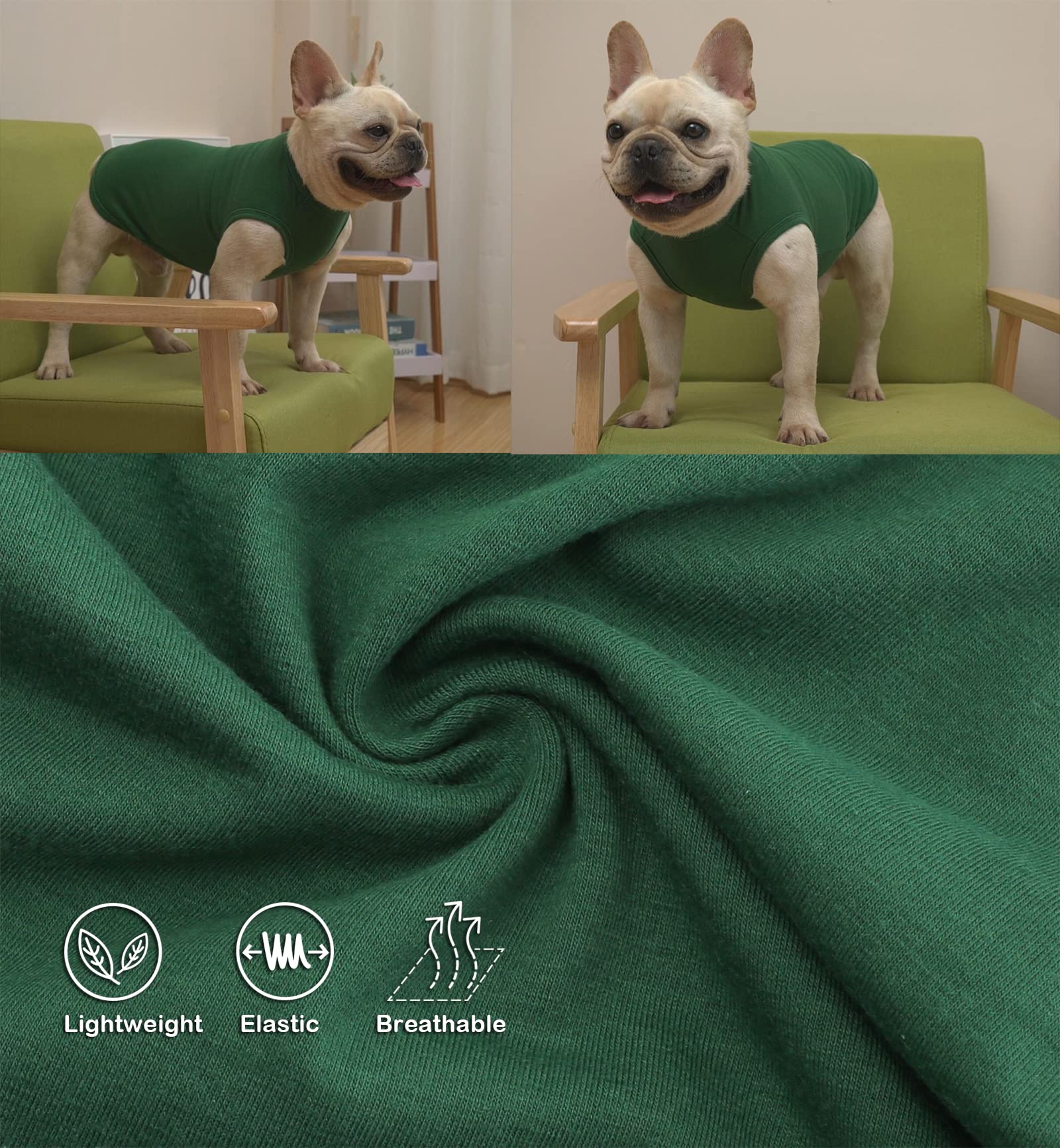 Sychien Dog Blank Cotton Shirts,Plain Dogs Large Clothes,Male Female Pet Costumes,Army & Deep Green XXL