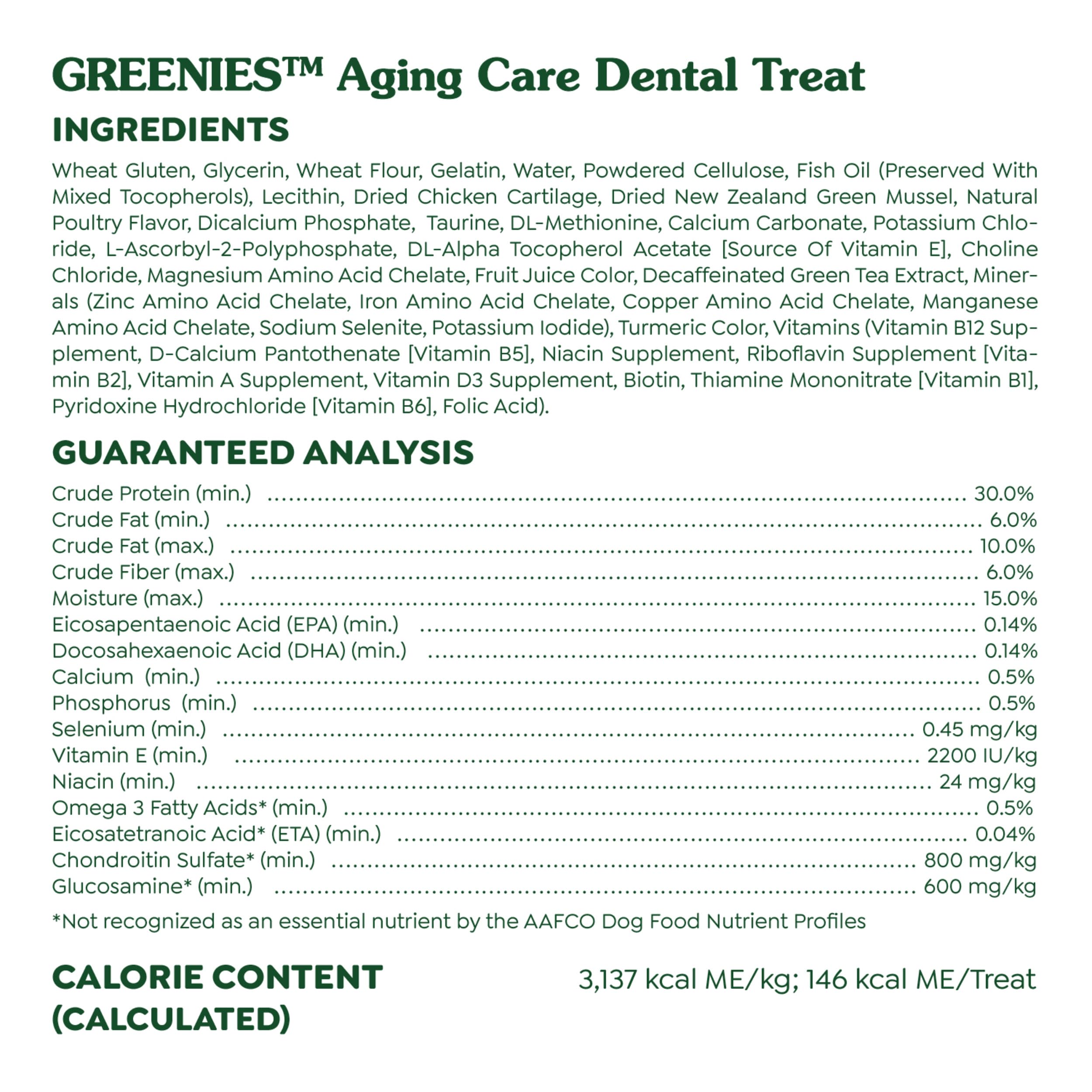 Greenies Aging Care Large Dental Dog Treats, 27 oz. Pack (17 Treats)