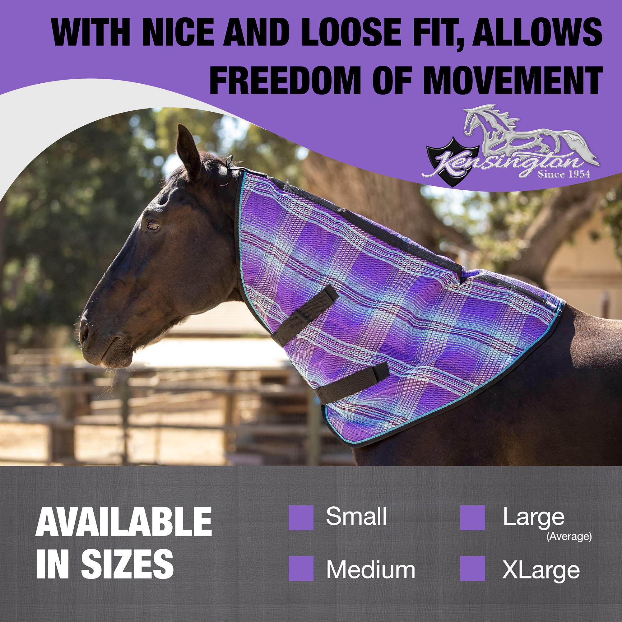 Kensington Protective Products Signature Textilene Nylon-Lined Neck Piece, Small, Lavender Mint Plaid