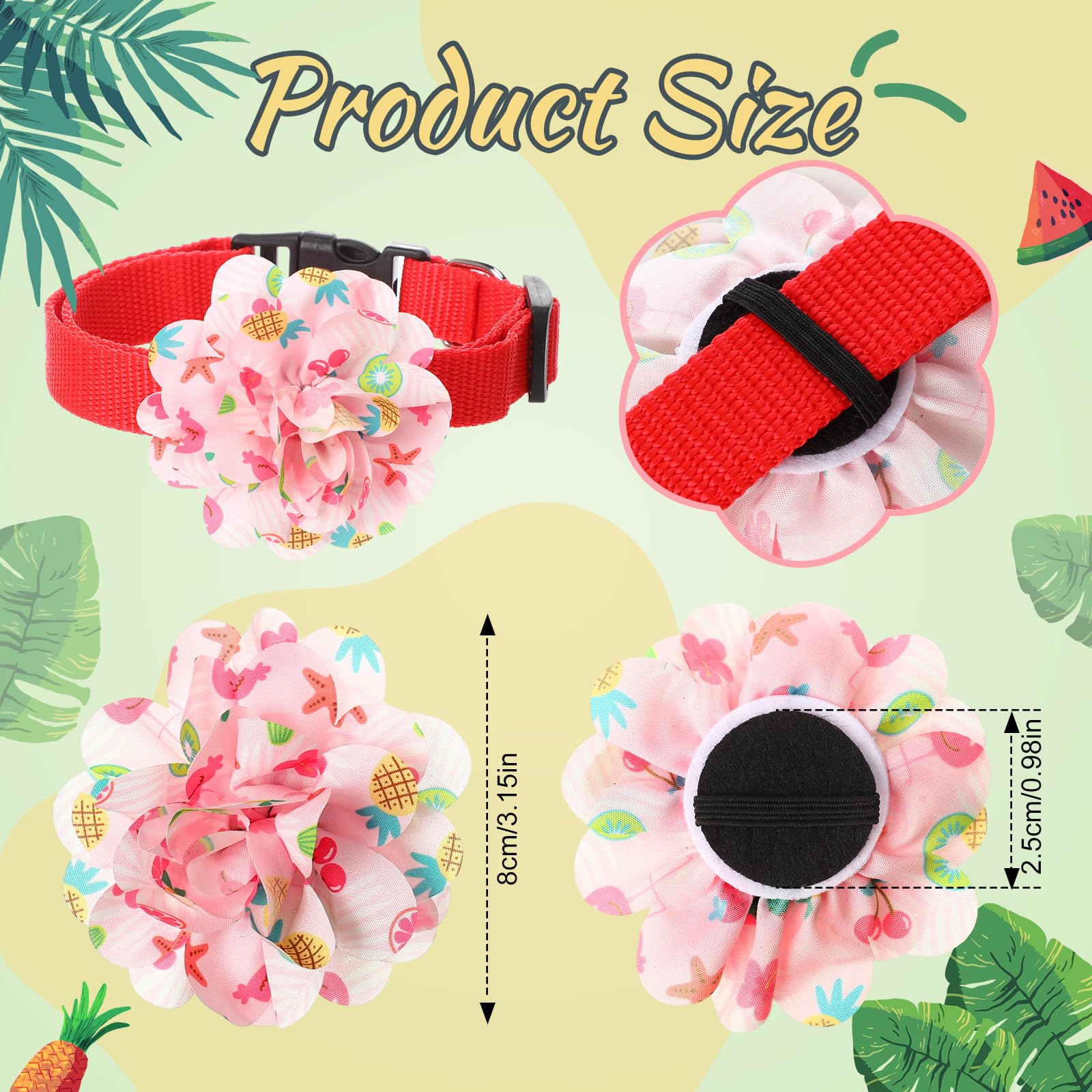 Huhumy 50 Pcs Summer Flowers for Dog Collars Bulk Hawaiian Dog Flower Collar Accessory Pet Bow Ties for Puppy Cat Grooming Charm