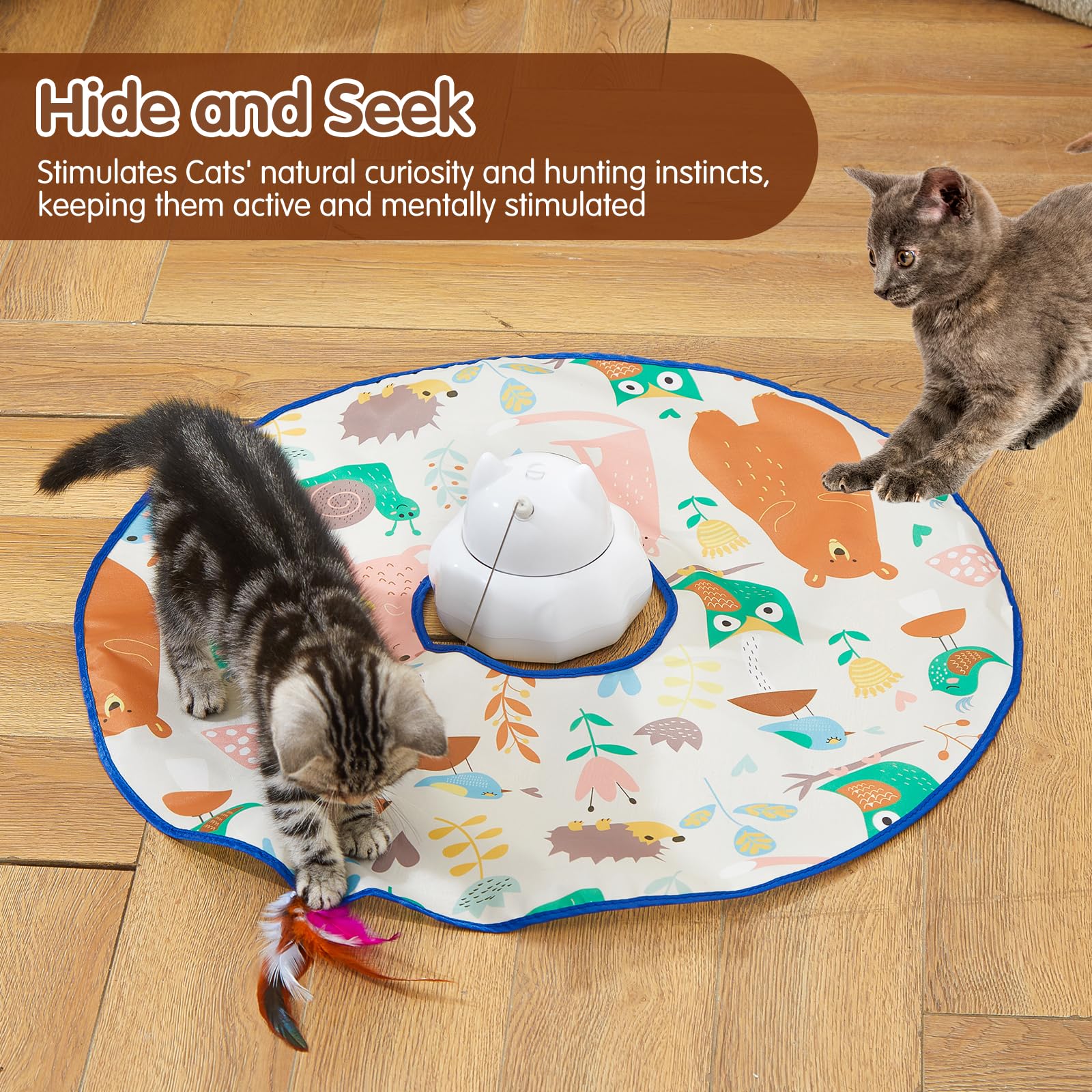 Viwik 4 In 1 Cat Laser Toy Automatic, Interactive Cat Toys For Indoor Cats, Hide And Seek Kitten Wand Toy, Usb Rechargeable Elec