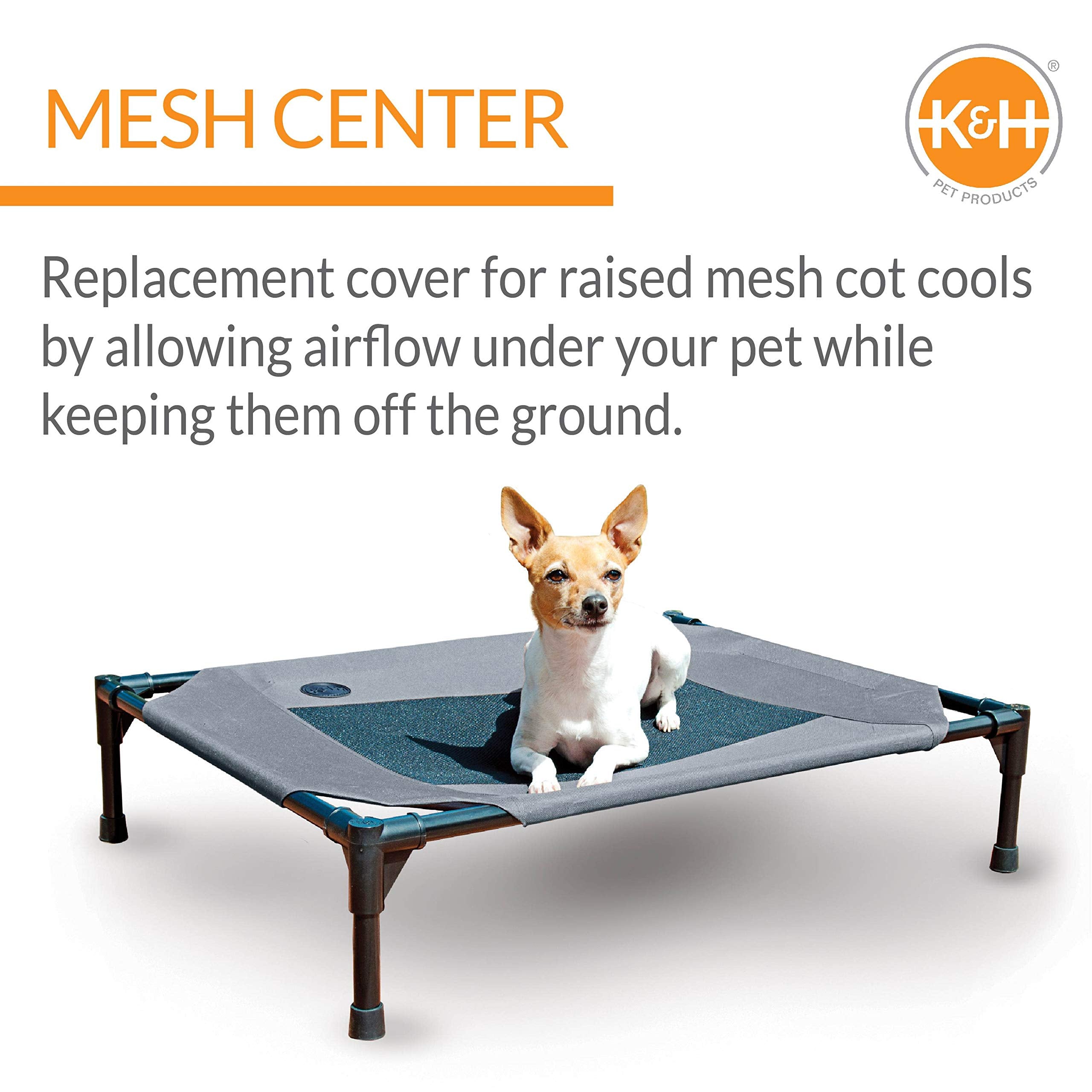 K&H Pet Products Elevated Cooling Outdoor Dog Bed Portable Raised Dog Cot Replacement Cover Only Gray/Black Mesh Large 42 X 30 Inches (Cot Not Included)