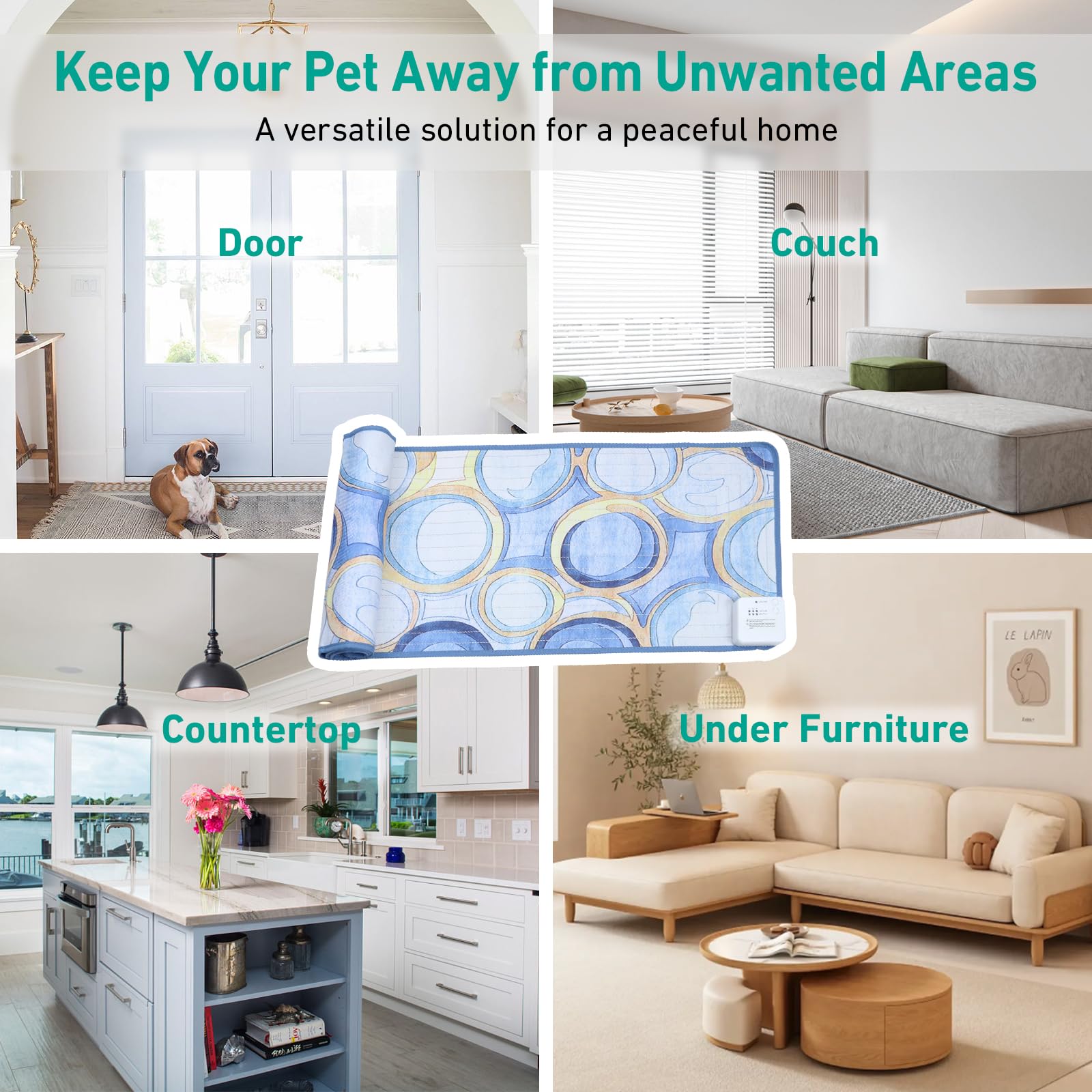 Dogness Rechargeable Pet Shock Mat, 59''X15'' Safe Cat Repellent Mat Electronic Training Pads Keep Dogs And Cats Off Couch, Bed,