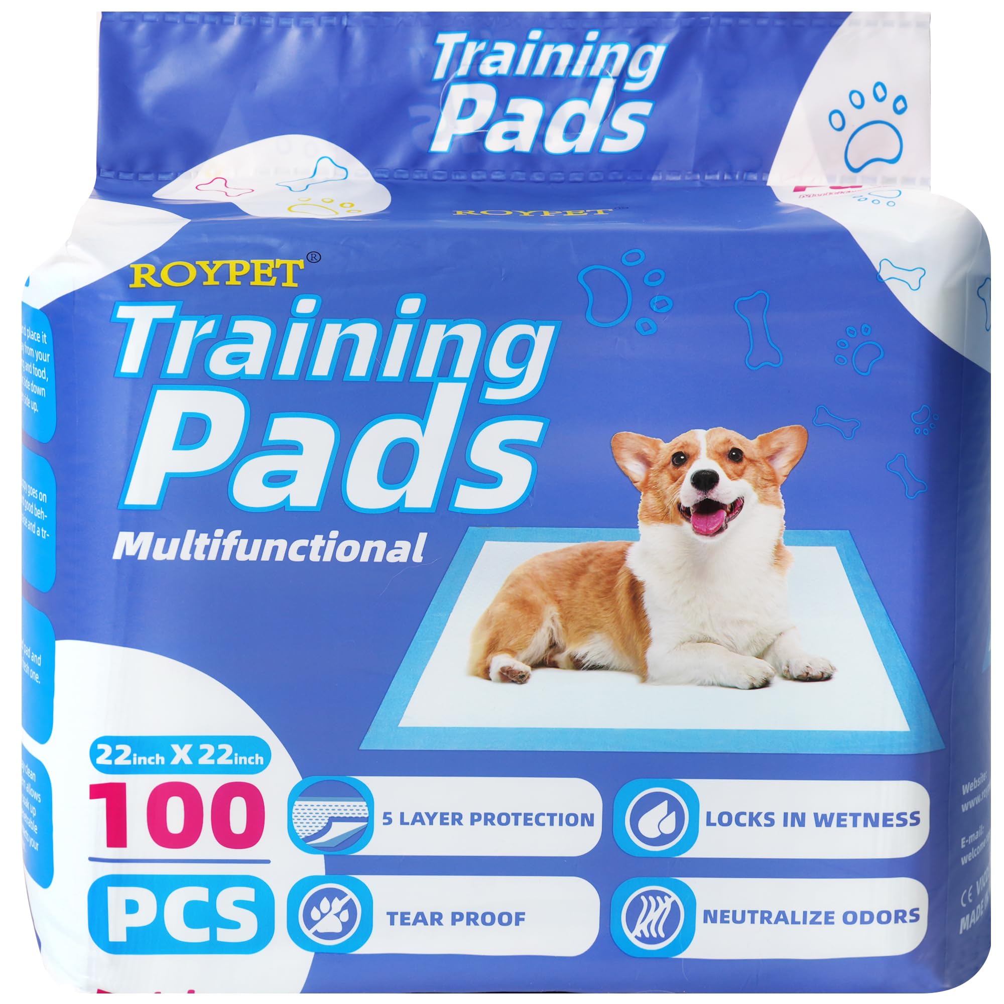 Roypet 22 x 22 Puppy Training Pads in Bag, 100-Count