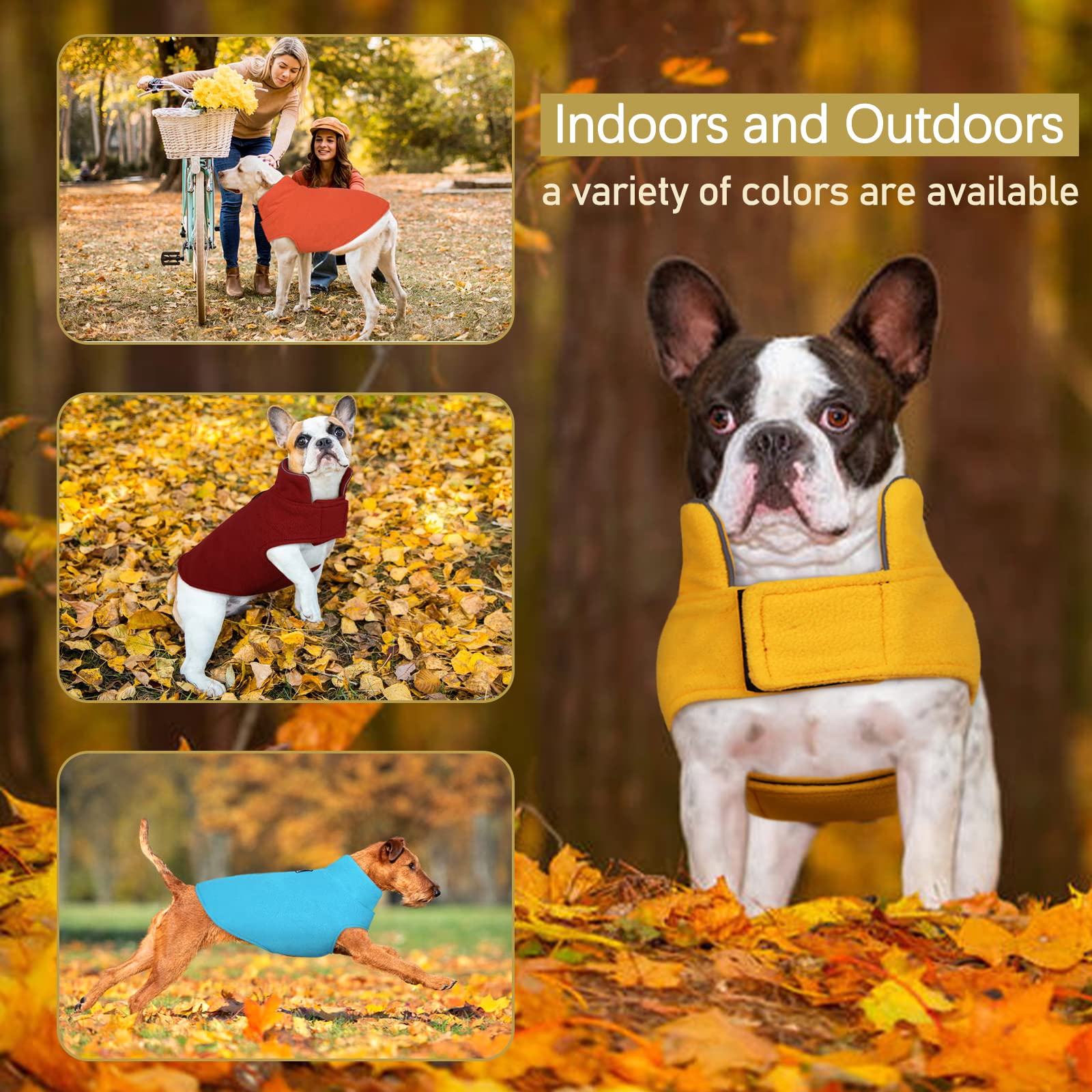 Dentrun Windproof Winter Warm Fleece Small Dog Coat Reversible Puppy Jacket Reflective Soft Pet Vest, Cold Weather Dog Sweater Apparel Leash Access Overcoat For Small Breeds, Yellow, S