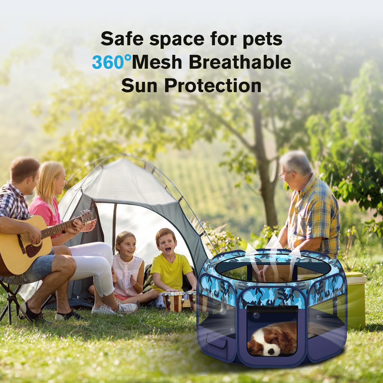 Dog Playpen, Pet Playpen, Portable Cat Playpen, Pop Up Foldable Puppy Playpen Exercise Kennel Tent With Carry Case Collapsible B