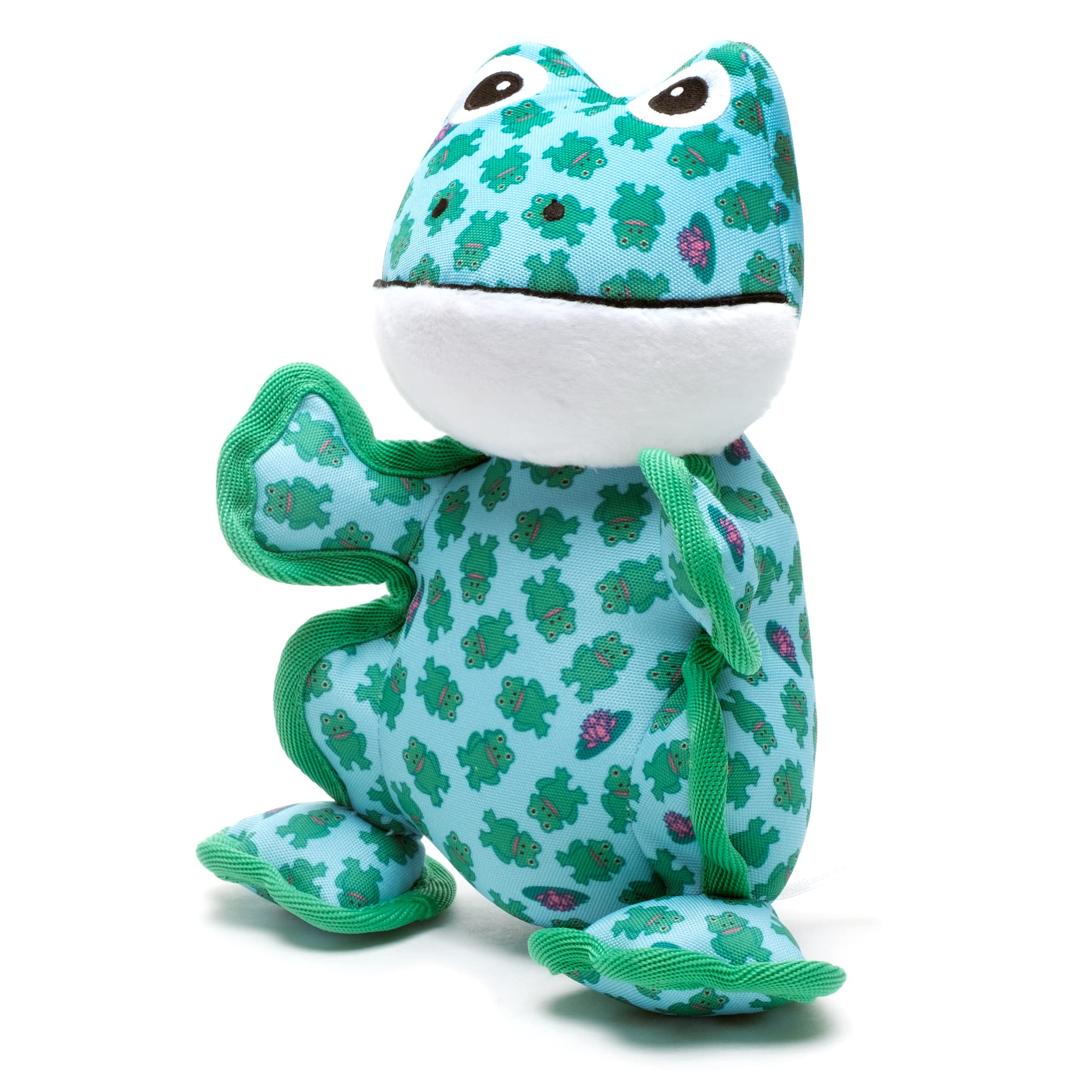 The Worthy Dog Frog Chew Toy Green/Teal, Fun Fetch Play With Squeaker For Dogs Durable Material For Aggressive Chewers-Small