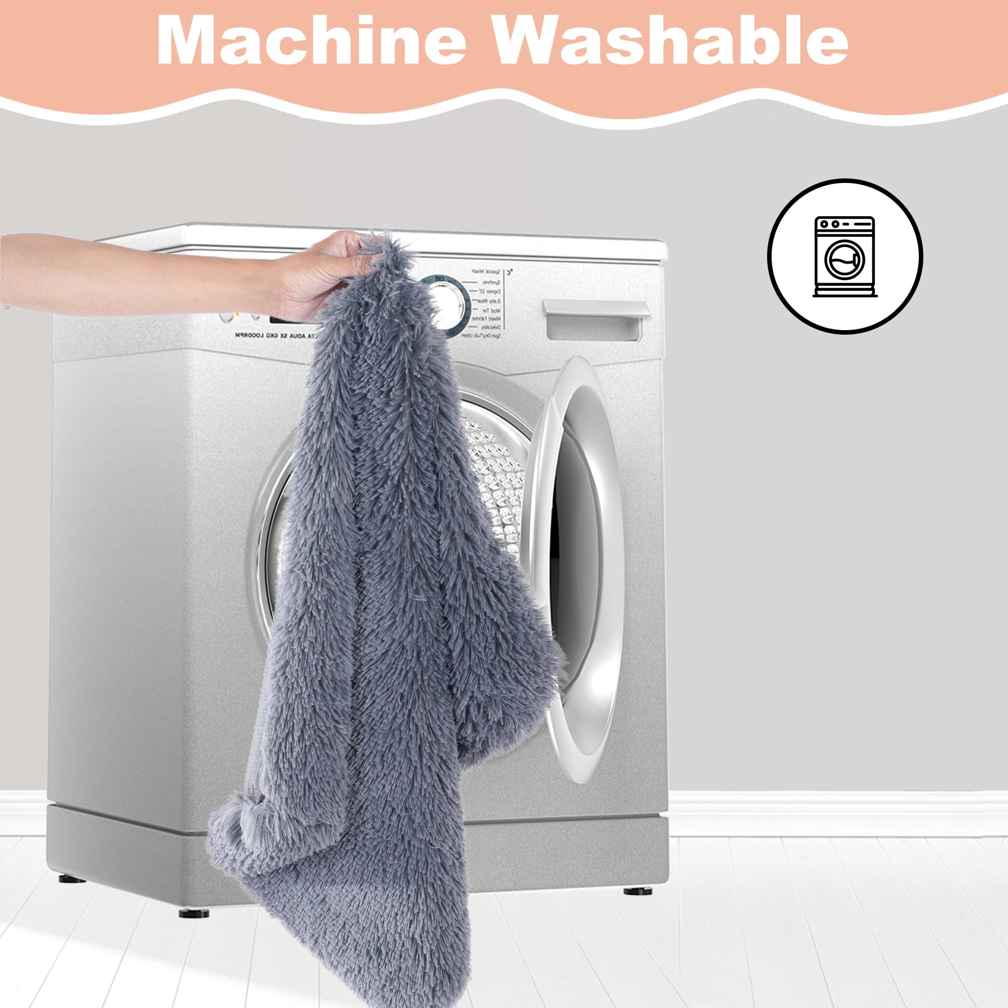 Bedfolks Waterproof Dog Crate Pad, Plush Dog Kennel Bed With Removable Cover, Faux Fur, Washable, 21''X13'', Dark Grey