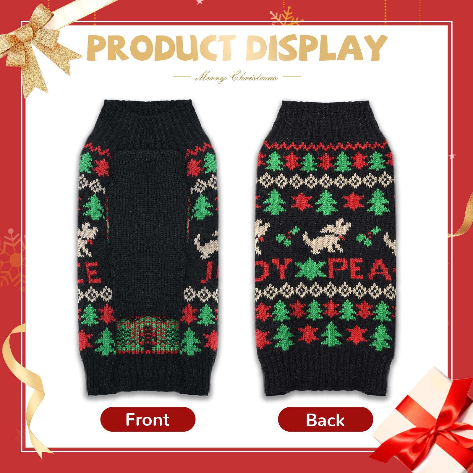 Hrttsy Christmas Dog Sweater Soft Warm Fall Winter Dog Clothes Cute Ugly Xmas Tree Turtleneck Knitwear Pet Costume Sleeveless Pu