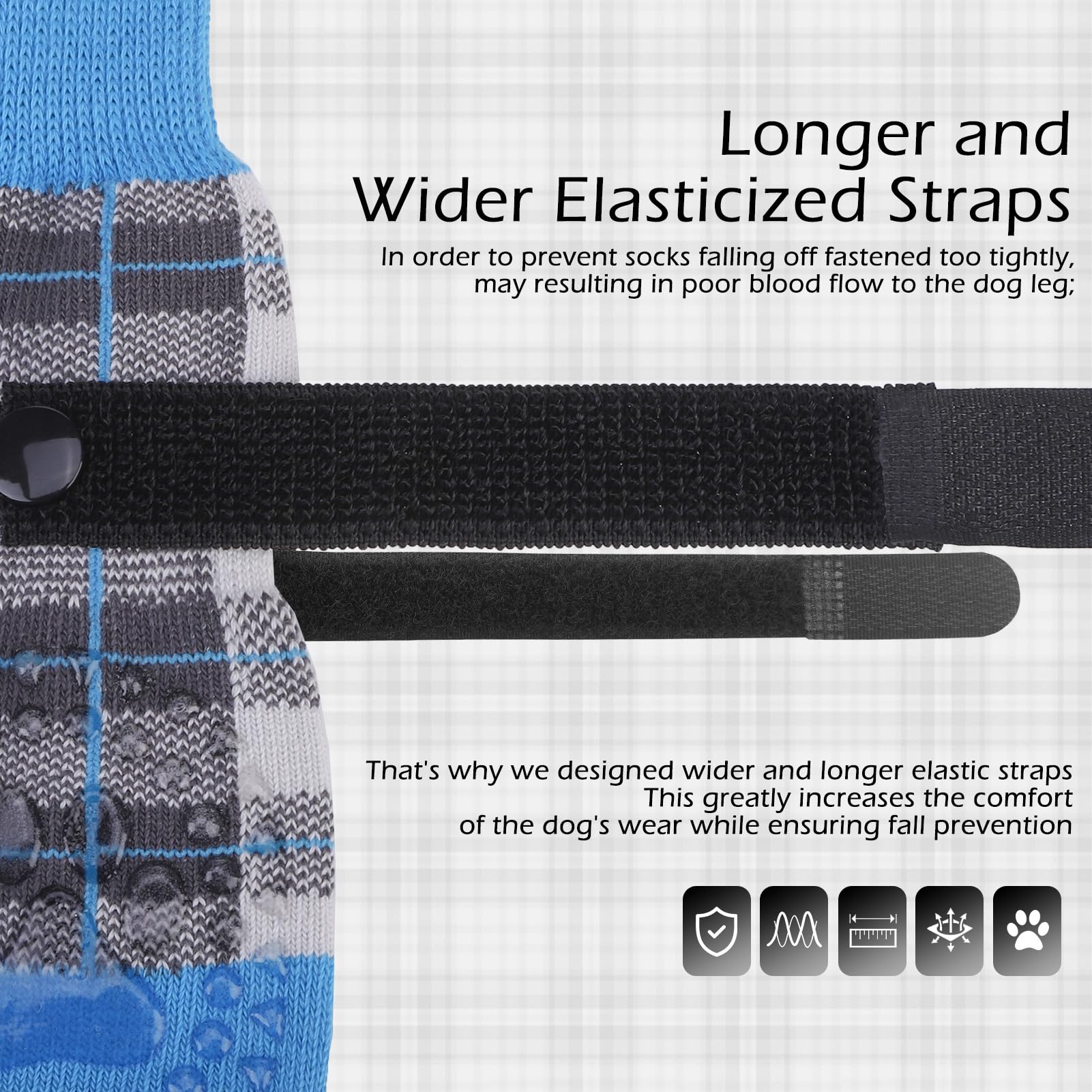 Expawlorer Dog Socks To Prevent Licking Paws, 5 Pcs Double Sided Anti Slip Dog Socks With Grippers, Dog Shoes Grips For Hardwood