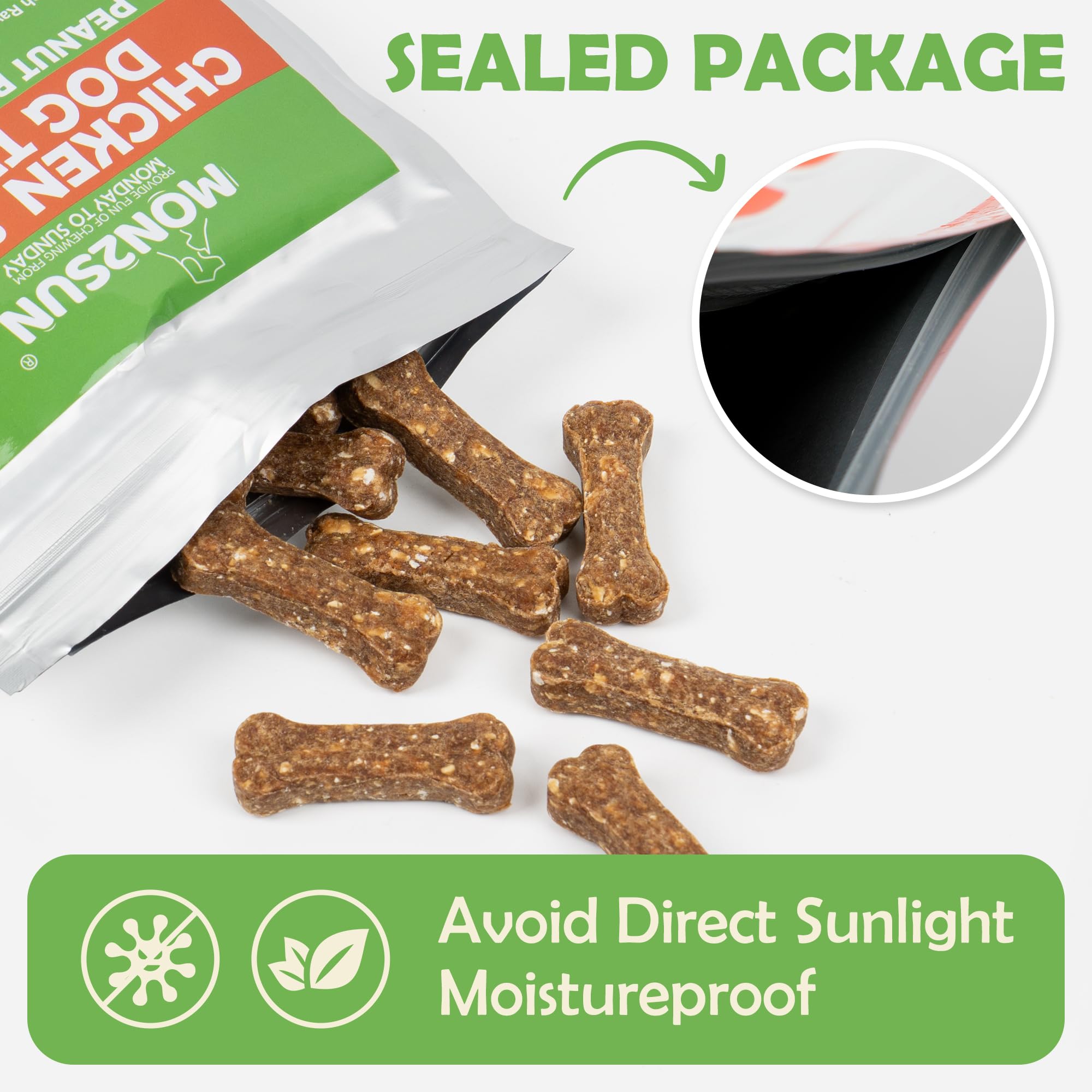 MON2SUN Dog Treats 2 Inch Chicken & Oat Treats with Peanut Butter, Crunchy Biscuits for Small Dogs, Training Rewards, 21.16 oz (