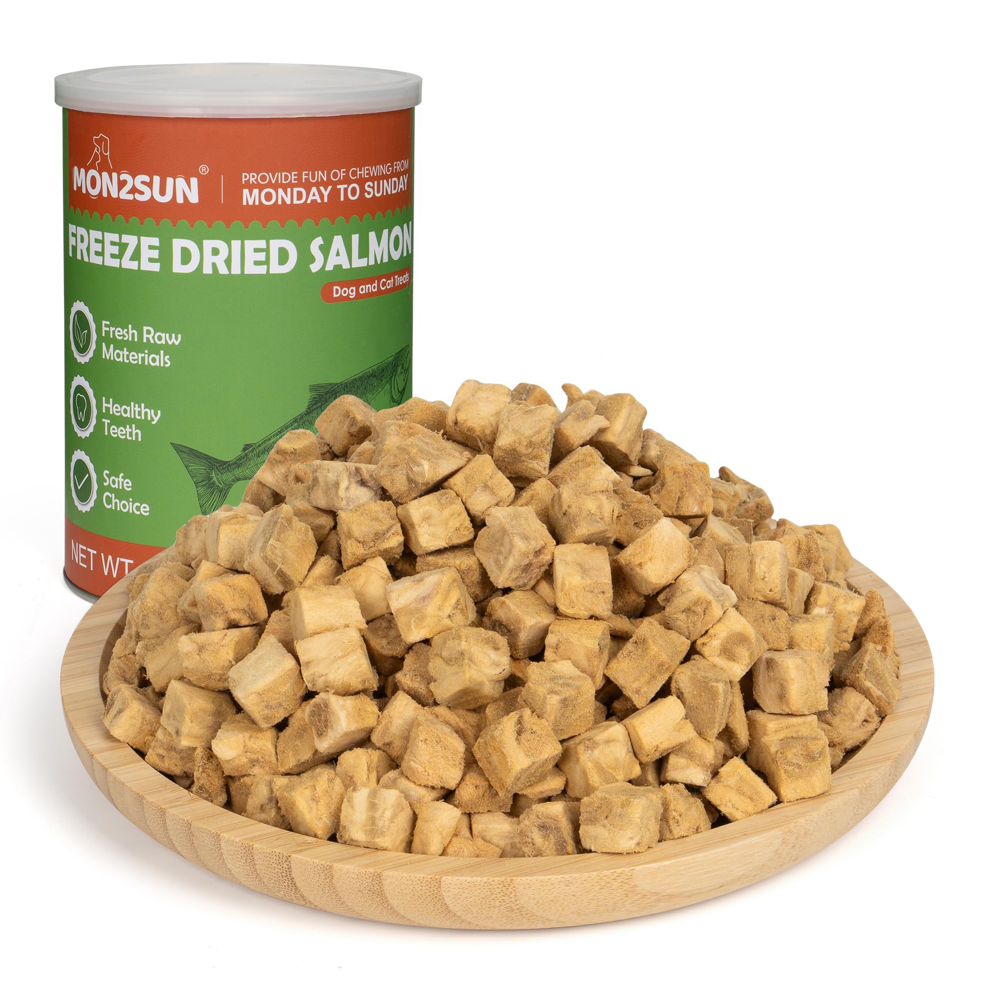 MON2SUN Freeze Dried Salmon Cat and Dog Treats, Single Ingredient Natural and Healthy Dog Snacks, High Protein Training Treats &
