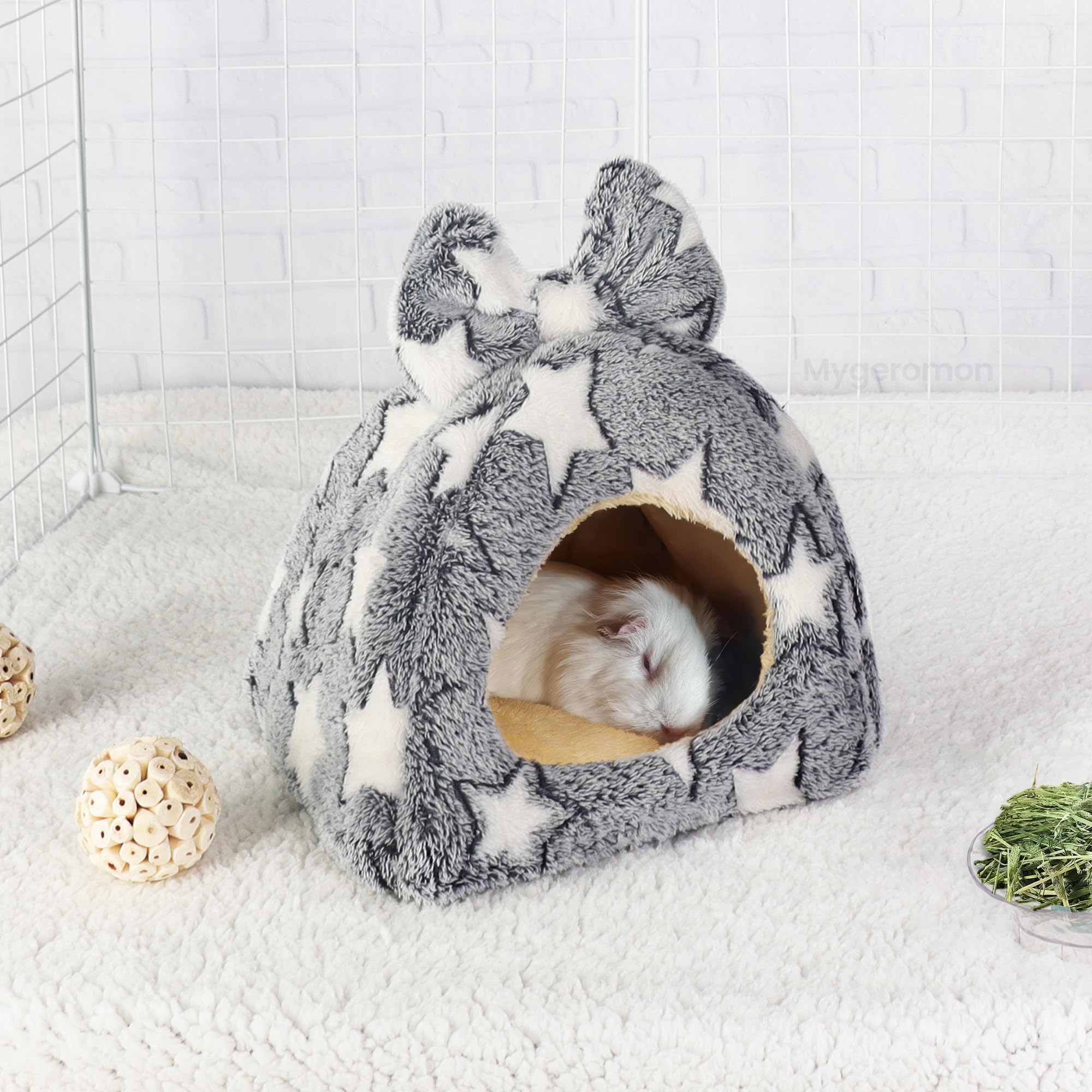 Mygeromon Guinea Pig Bed Rabbit Hideout Warm Fleece Cuddle Cup Washable Winter Sleeping House For Small Pet/Ferret/Chinchilla/Bu