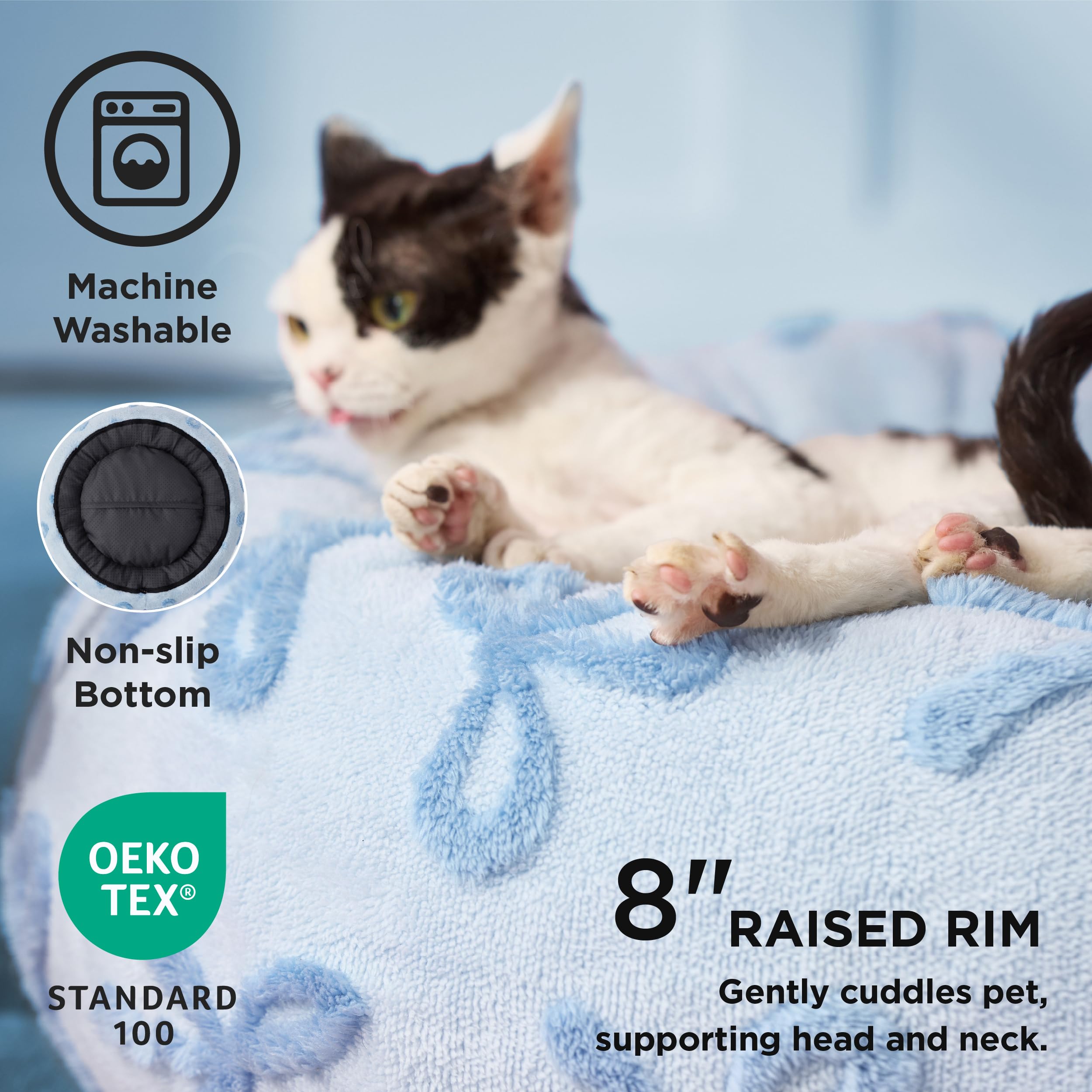 Lesure Donut Medium Dog Bed - Round Cat Beds For Indoor Cats Calming Pet Beds, Cute Modern Beds With Jacquard Shaggy Plush & Ant