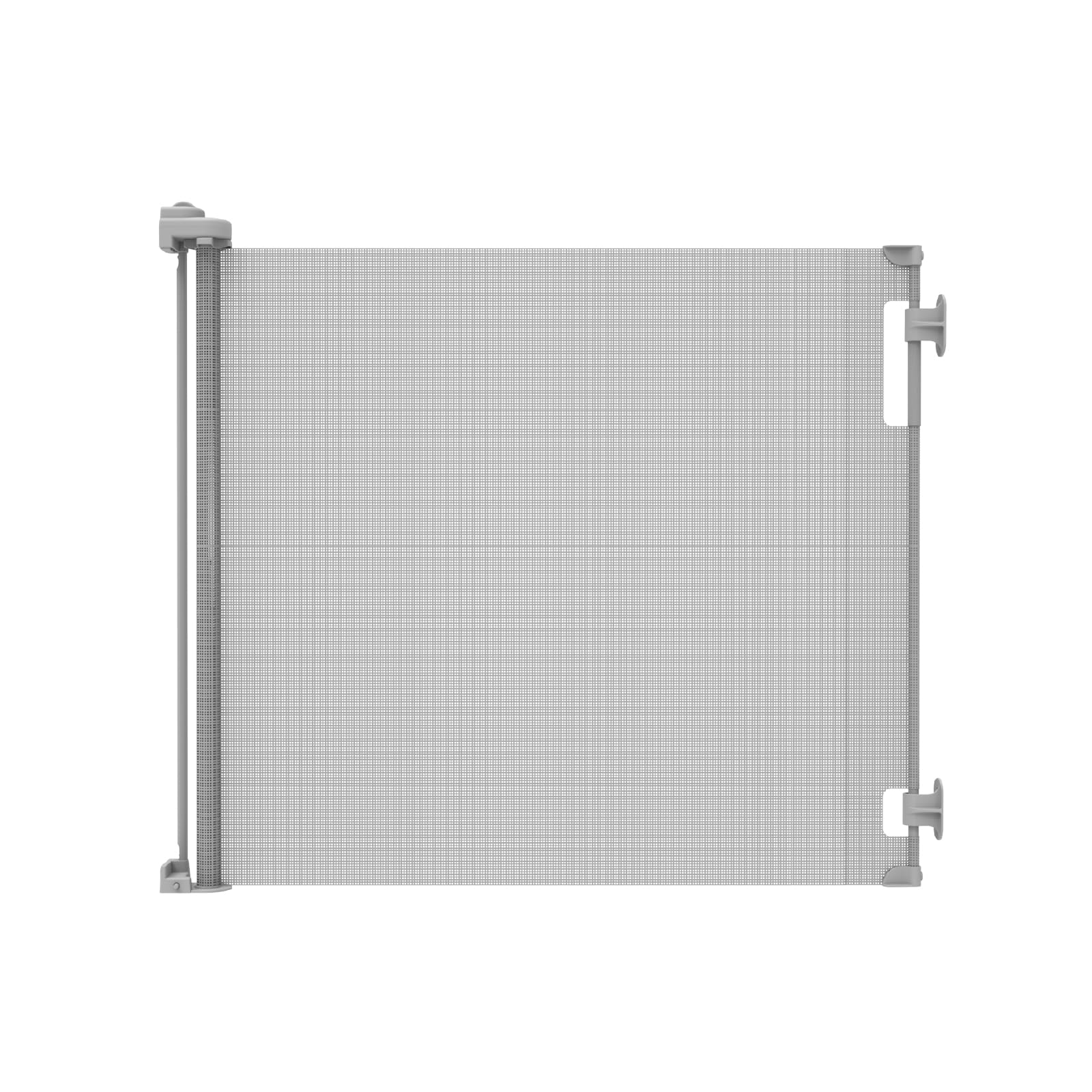 Retractable Baby Gate Perma Child Safety 33' Tall X 55” Wide, Mesh, For Stairs, Doorways, Dogs, Pets, Indoor, Outdoor, One-Handed Operation, Locking, Easy Install, Hardware Mount, Gray
