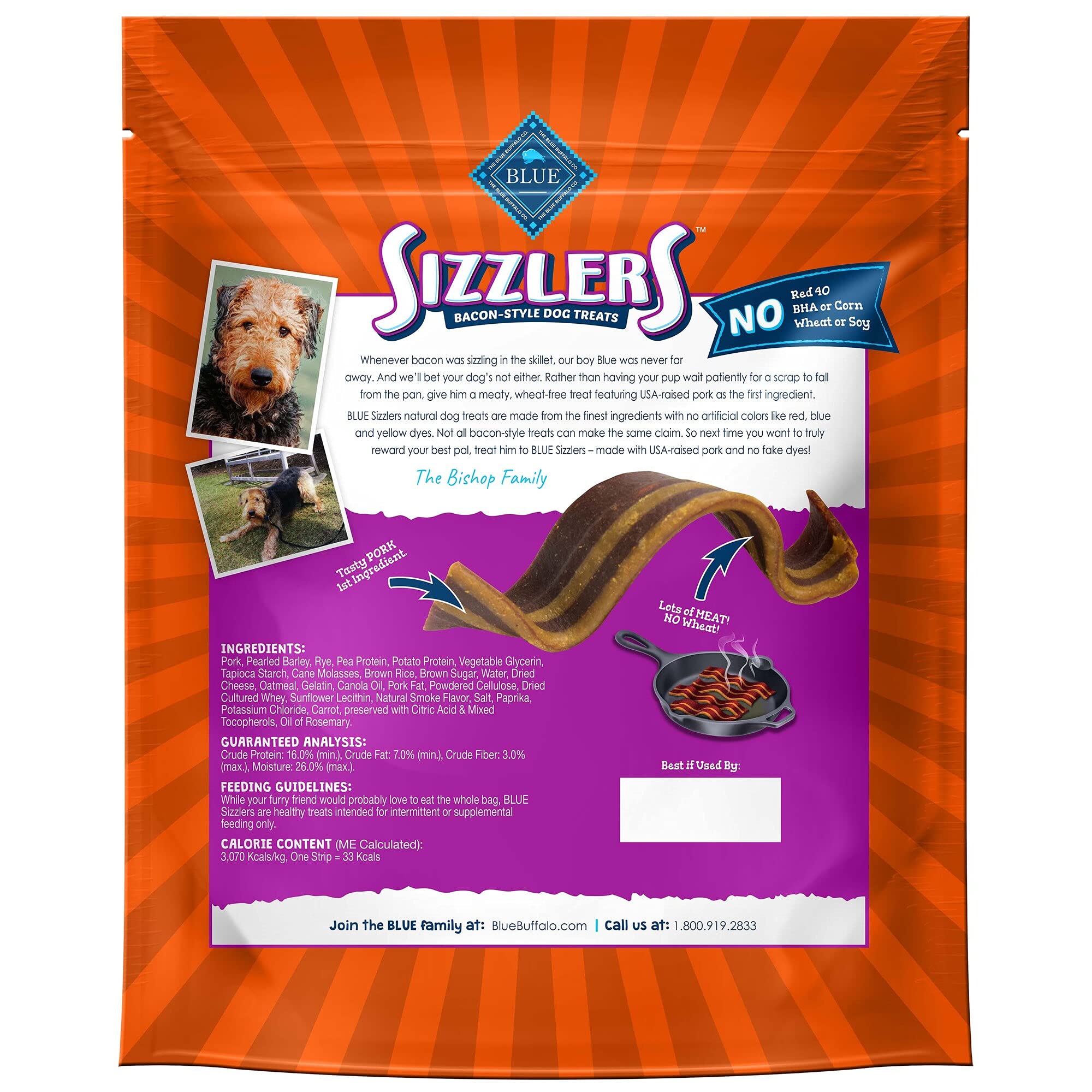Blue Buffalo Sizzlers Bacon-Style Original Flavor Dog Treats with Real USA Pork 28 oz.