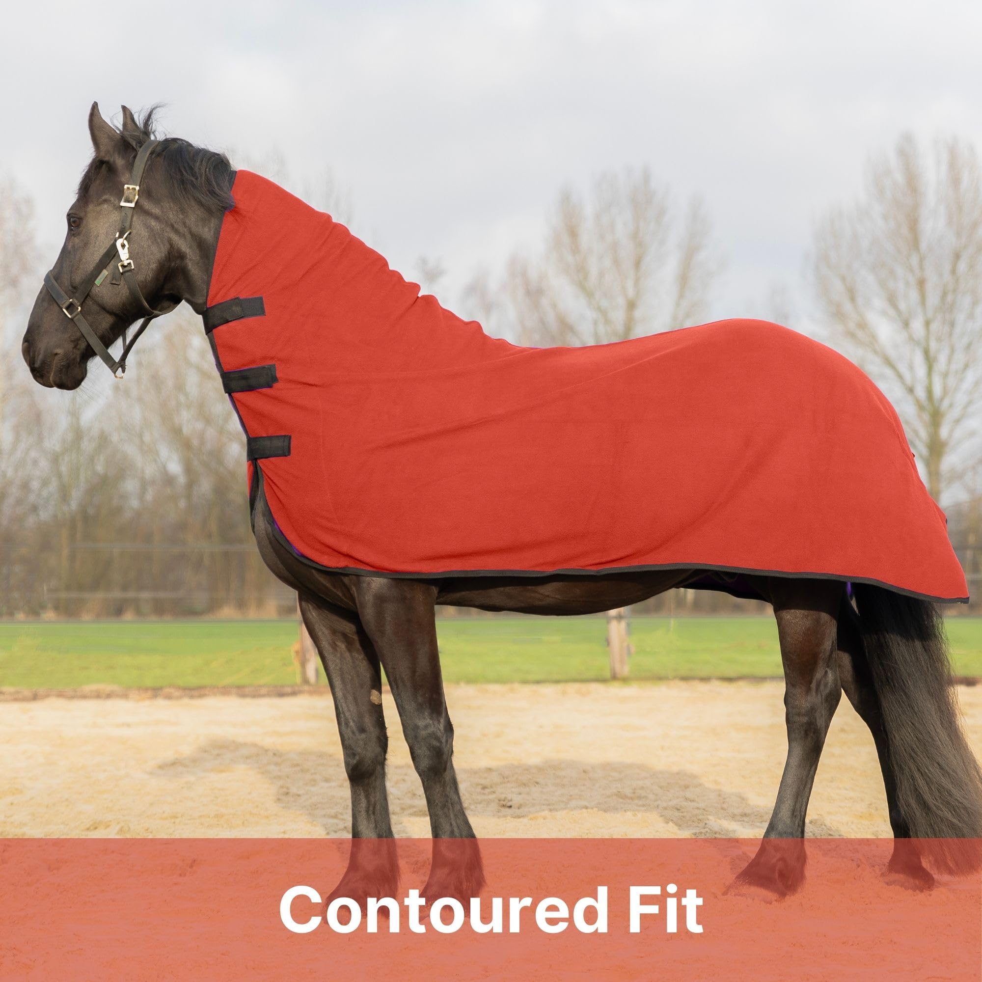 Resistance Long Lasting & Warm Soft Fleece Contour Cooler For Horse (Small (62''-66''), Red)