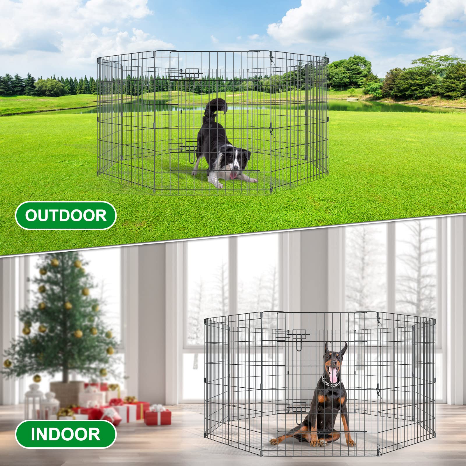 Pet Playpen Dog Pen Foldable Dog Exercise Fence 8 Panels 30 Inch Kennels Pet Playpen Options Ideal For Pet Medium Animals Outdoo