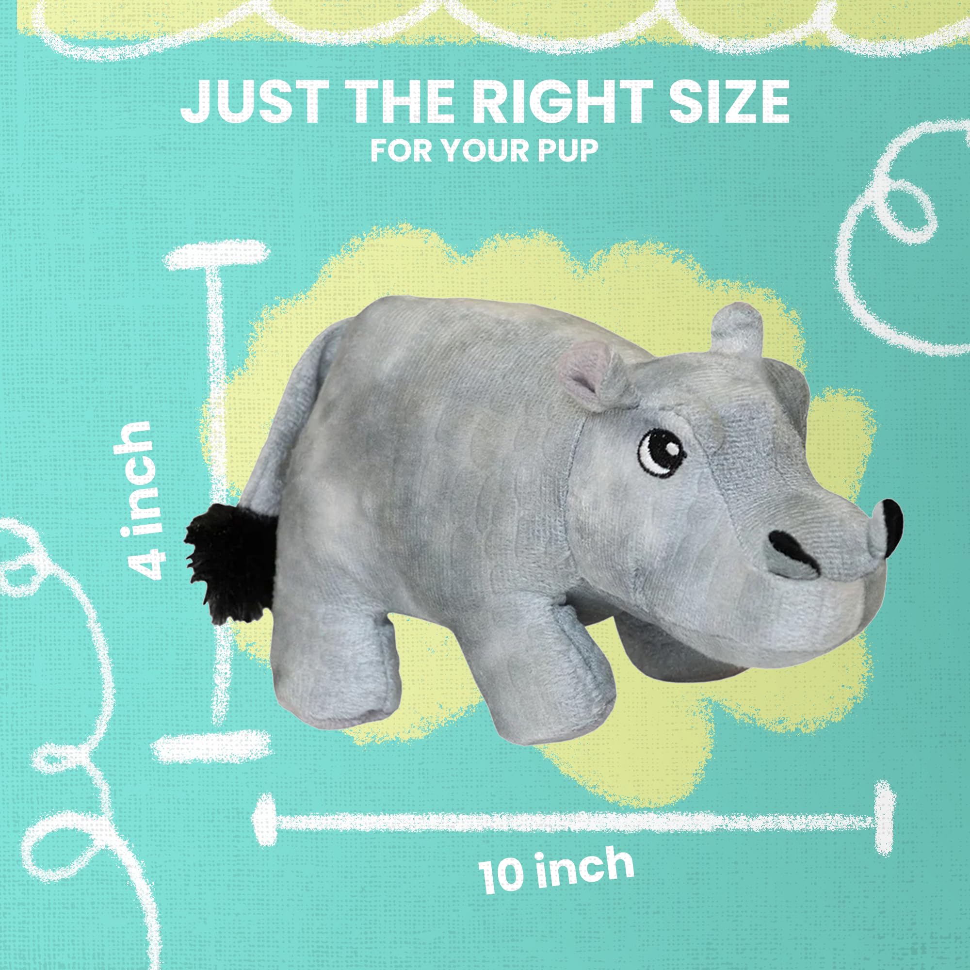 Snugarooz Hank The Hippo Plush Dog Toy With Crinkle - Squeakers & Repair Patch – Soft Playtime Companion For Small Dogs Who Love To Cuddle