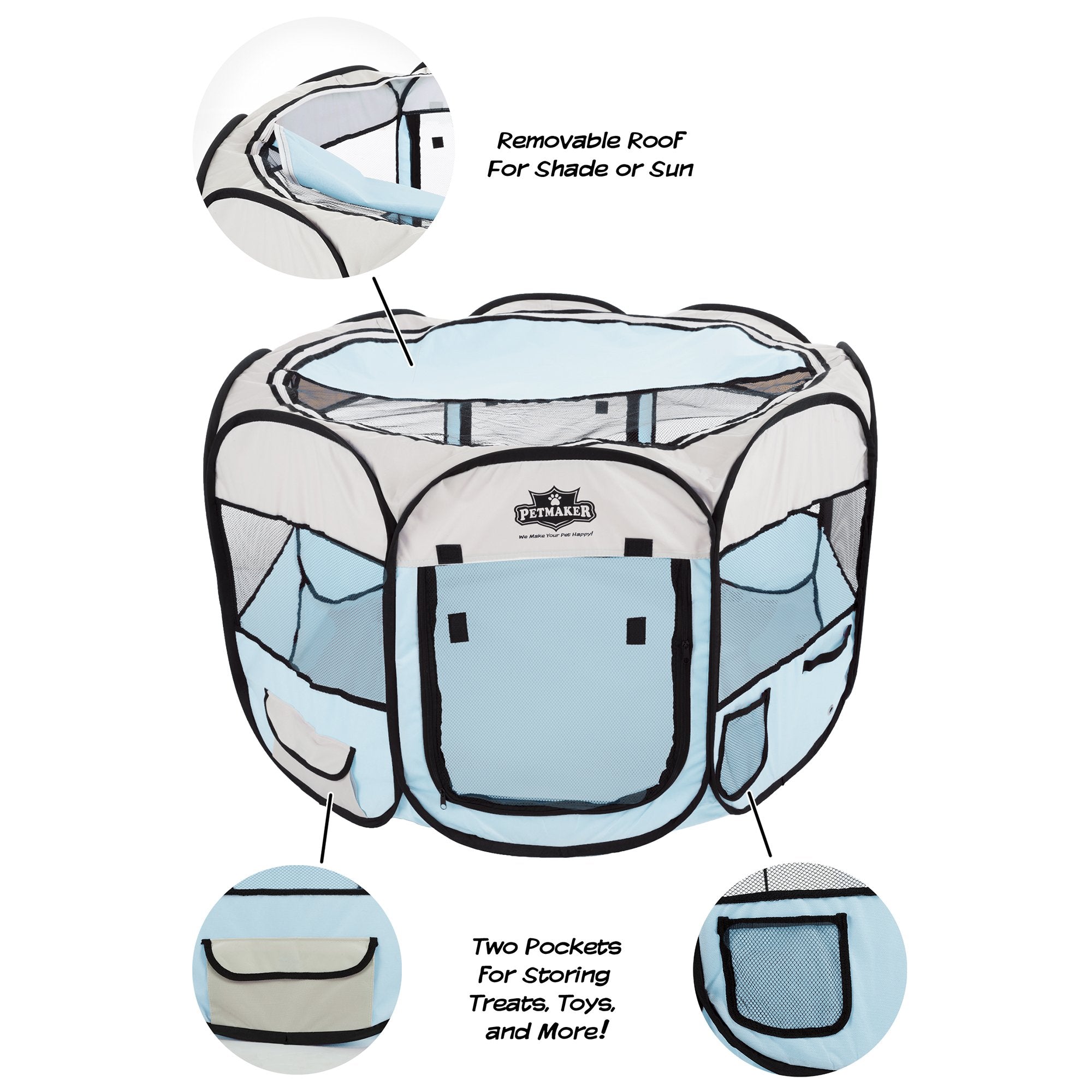 Pop-Up Pet Playpen - 38-Inch Indoor And Outdoor Dog Kennel With Carrying Bag - Portable Pet Enclosure For Dogs And Small Animals