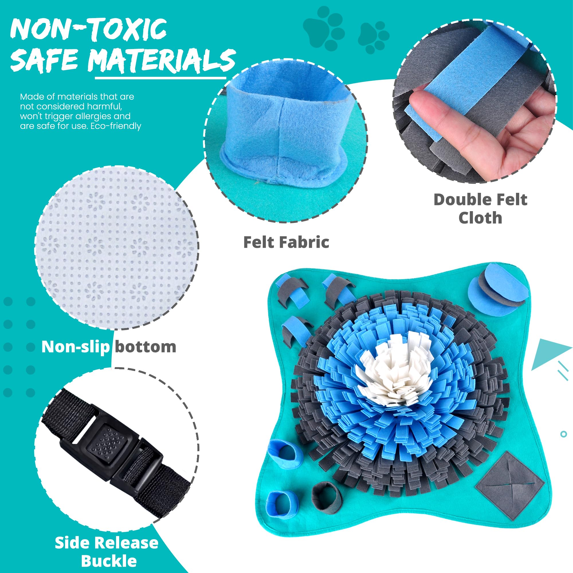 Friendly Barkz Snuffle Mat for Dogs & Cats - 25" Interactive Feed Game, Multicolor, Polar Fleece, Model FB-L-02