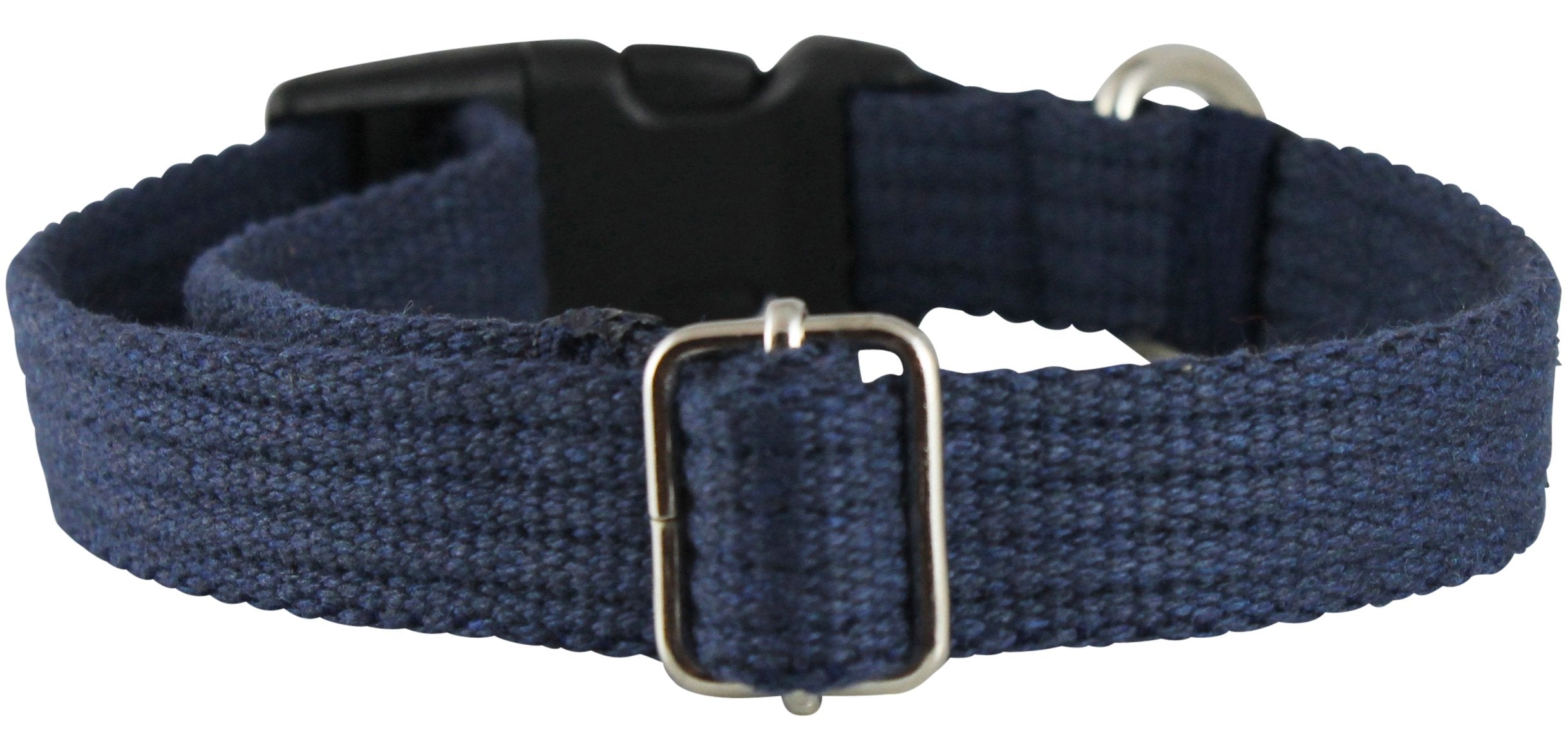 Cotton Web Adjustable Dog Collar With Locking Device 4 Sizes Blue (Medium: Neck: 14'-19'; Width: 3/4')