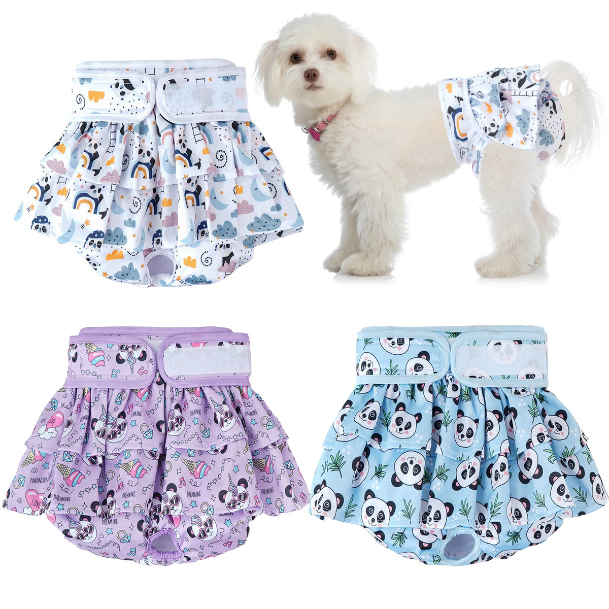 Washable Dog Diapers Female, 3 Pack Premium Reusable Diapers, High Absorbency Leak-Proof Puppy Diapers For Female Dog In Heat, P