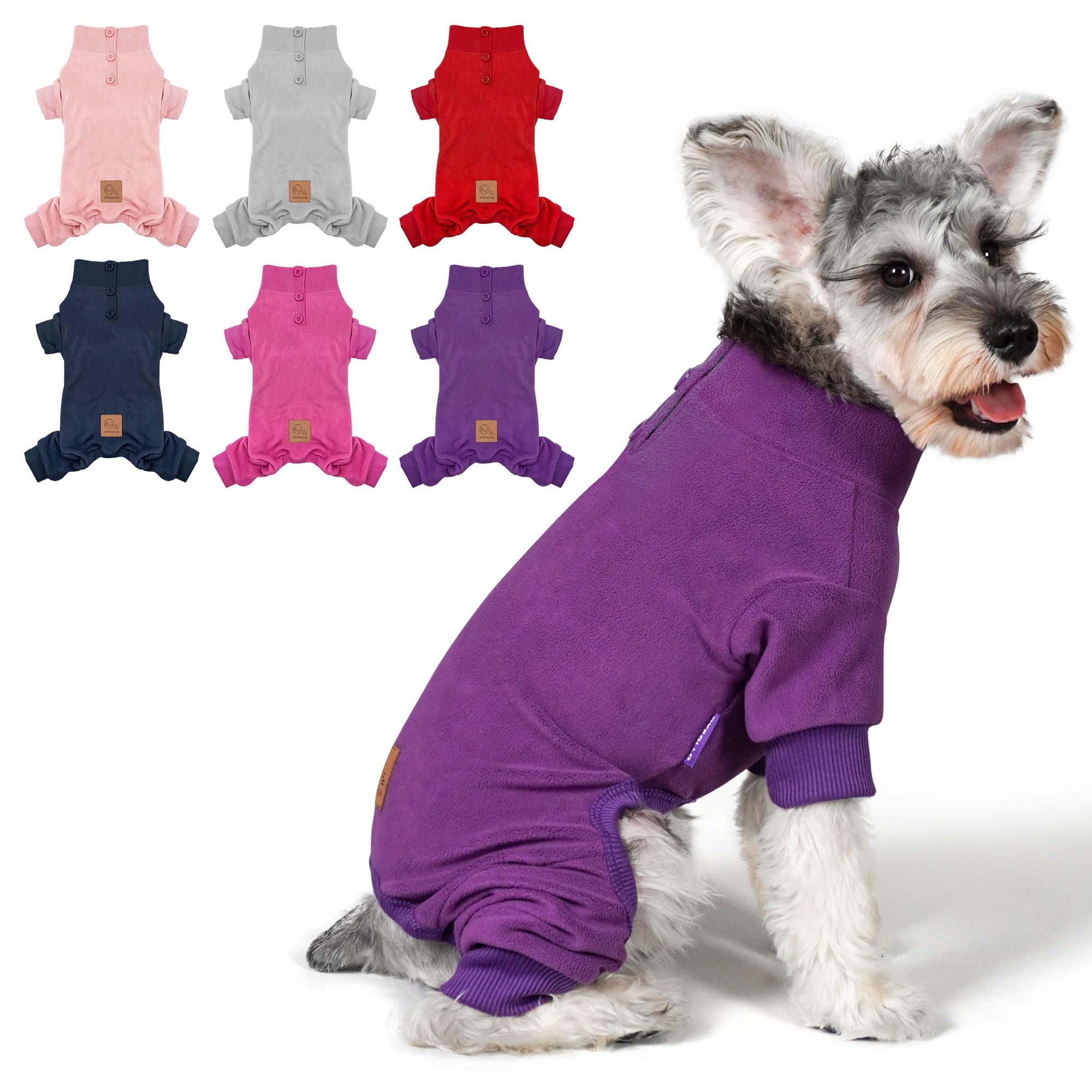 Cyeollo Dog Pajamas Fleece Dog Pjs Jumpsuit Thermal Dog Onesie Stretchable Outfits Doggie Pet Clothes Warm Pajamas For Small Dog