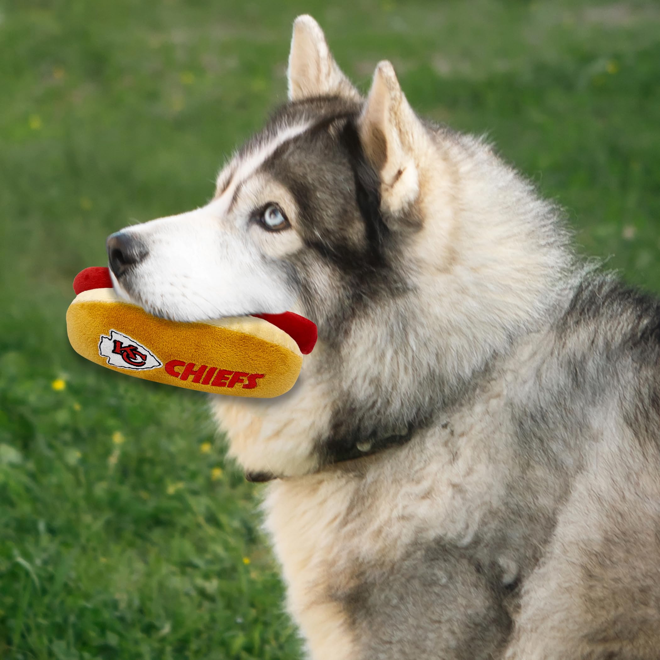 Pets First NFL Kansas City Chiefs HOT Dog Plush Dog & CAT Squeak Toy - Cutest HOT-Dog Snack Plush Toy for Dogs & Cats with Inner