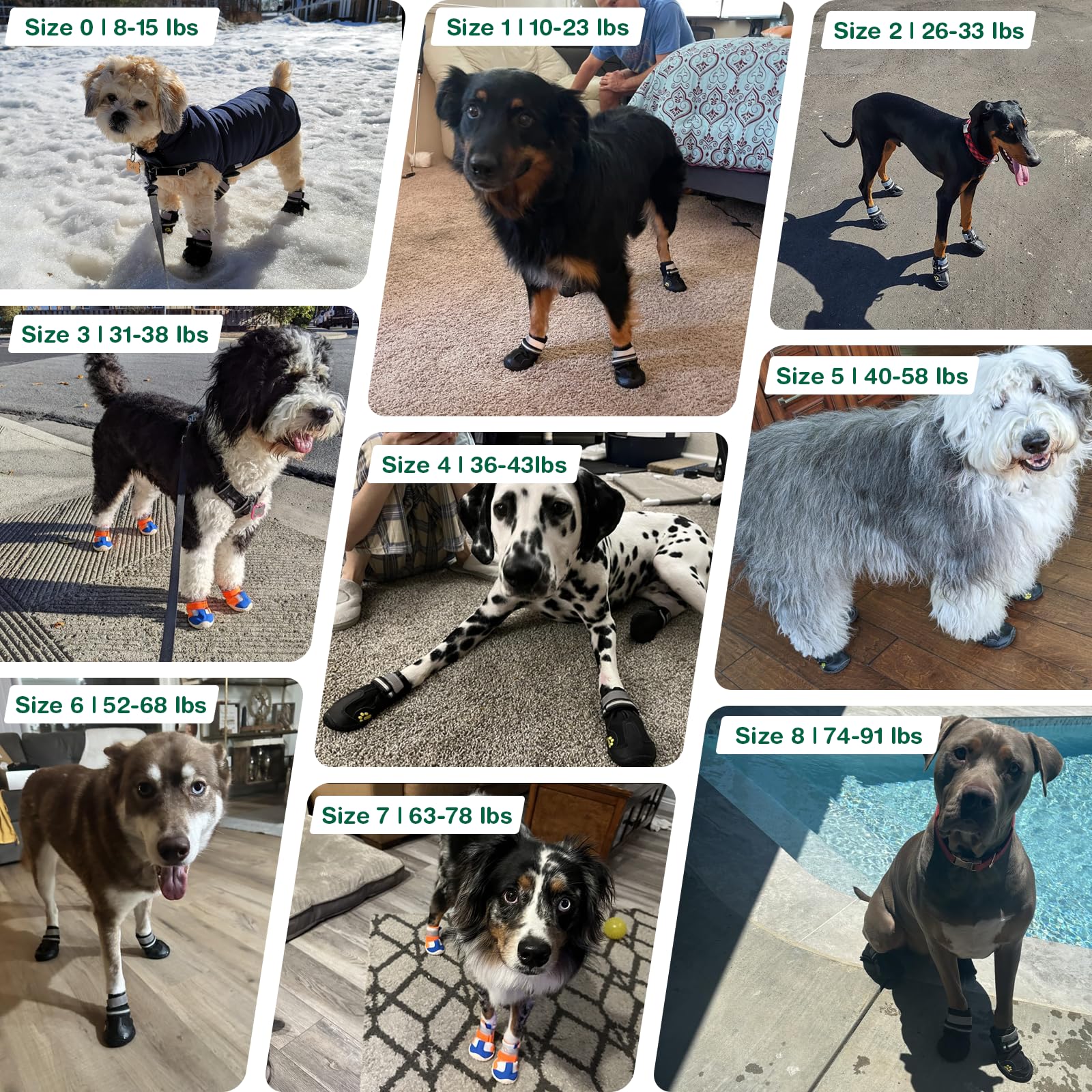 Aokown Dog Shoes For Large Dogs, Anti-Slip Dog Boots For Winter Snow, Hot Pavement, Dog Booties & Paw Protectors Size 8